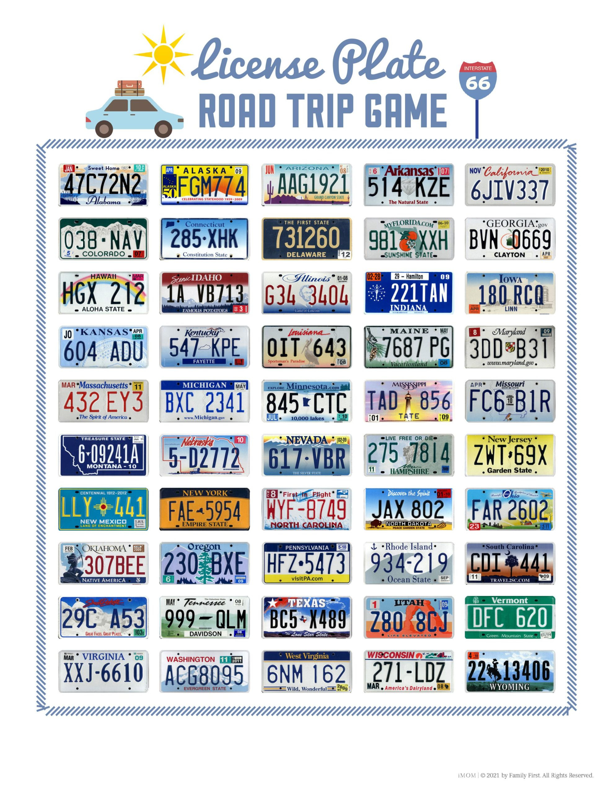 Road Trip Games For Summer - Imom in Free License Plate Game Printable