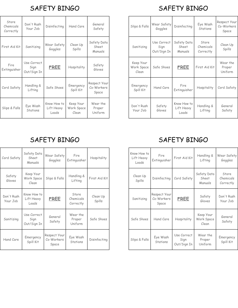 Safety Bingo - Wordmint with regard to Free Printable Safety Bingo Cards