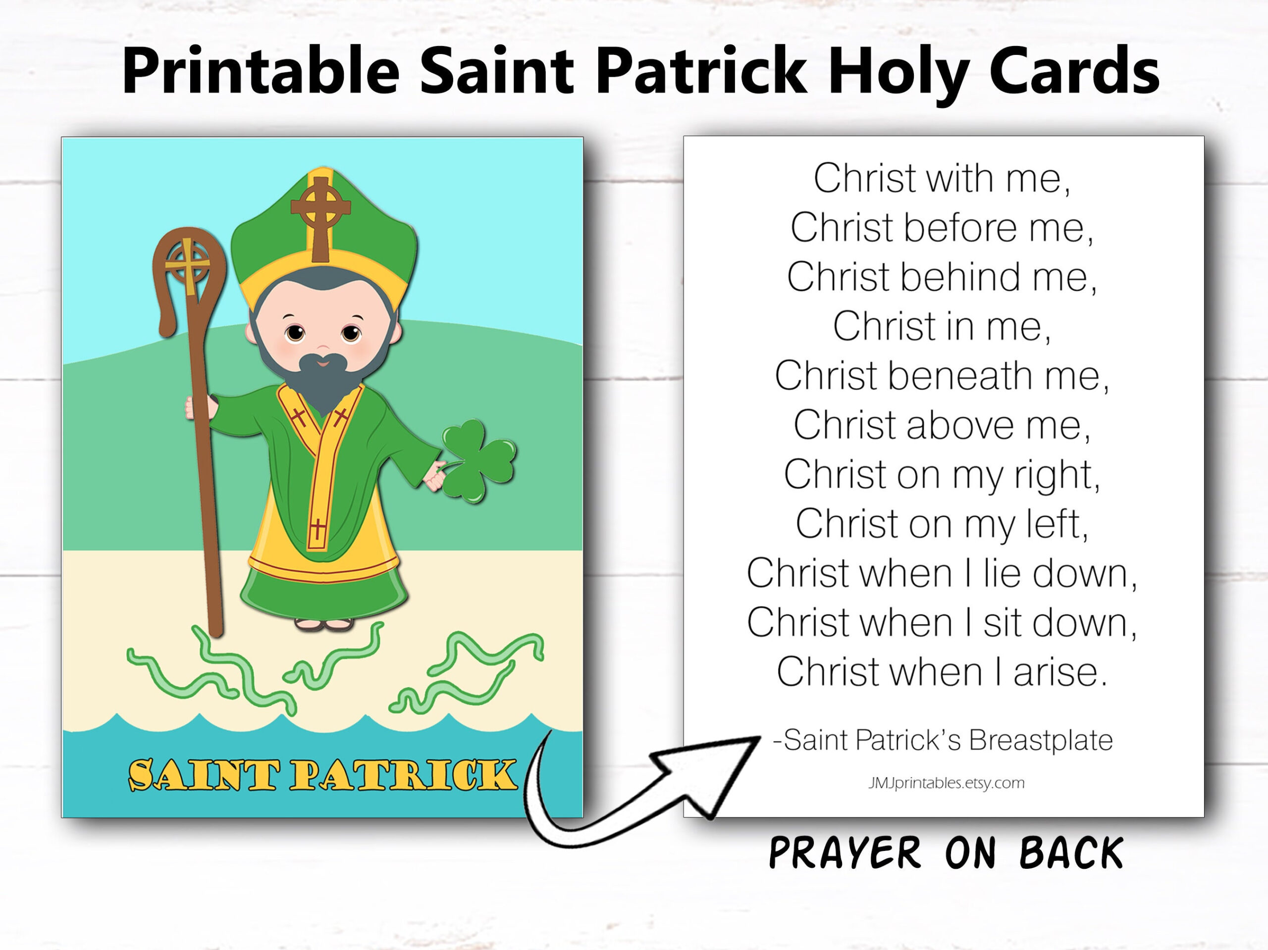 Saint Patrick Holy Card Printable Catholic Kids Prayer Card Saint inside Printable Prayer Of St Patrick