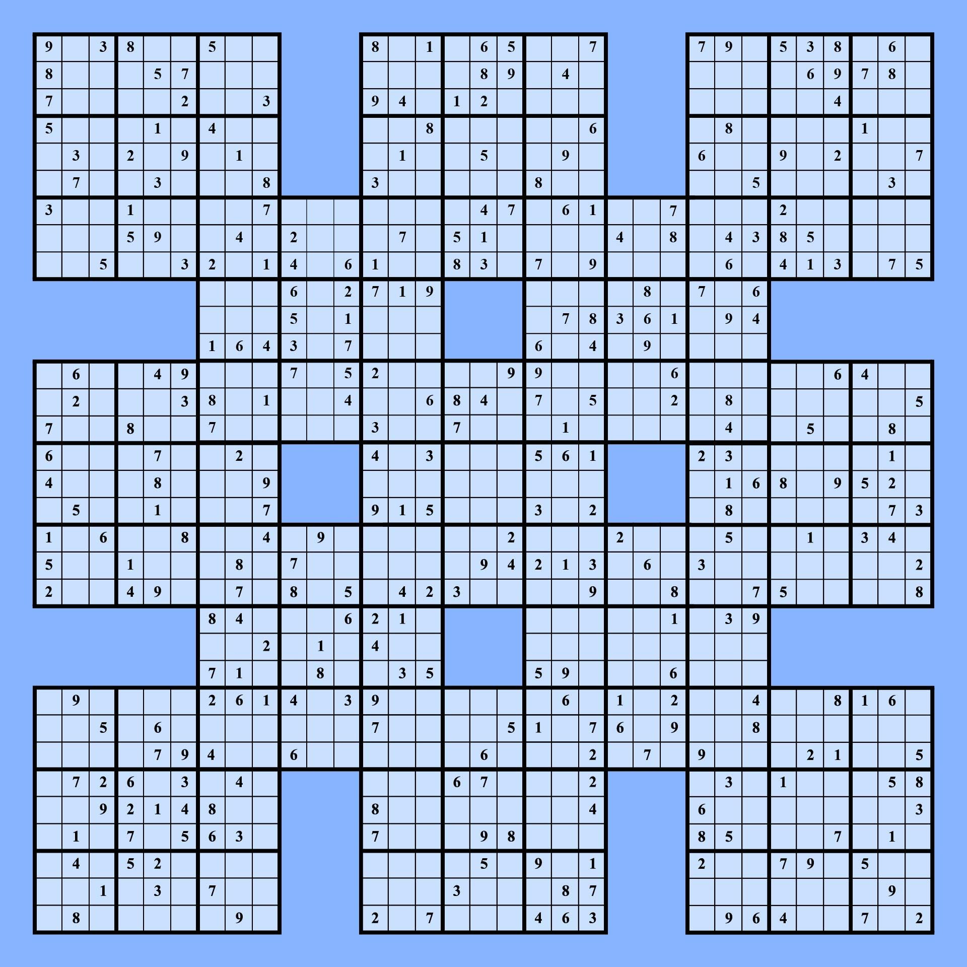 Samurai Sudoku Grid - 10 Free Pdf Printables | Printablee for Free Printable Samurai Sudoku