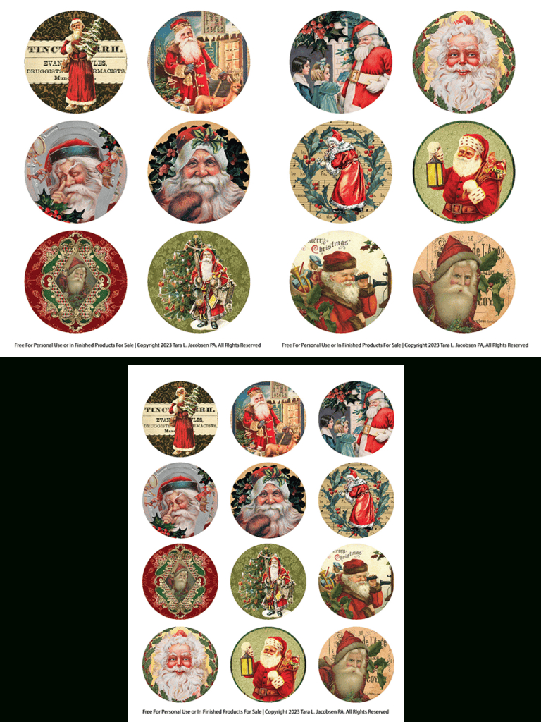 Santa Circles – Free Printable Christmas Ephemera – Artsy Fartsy Life in Free Printable Christmas Ephemera