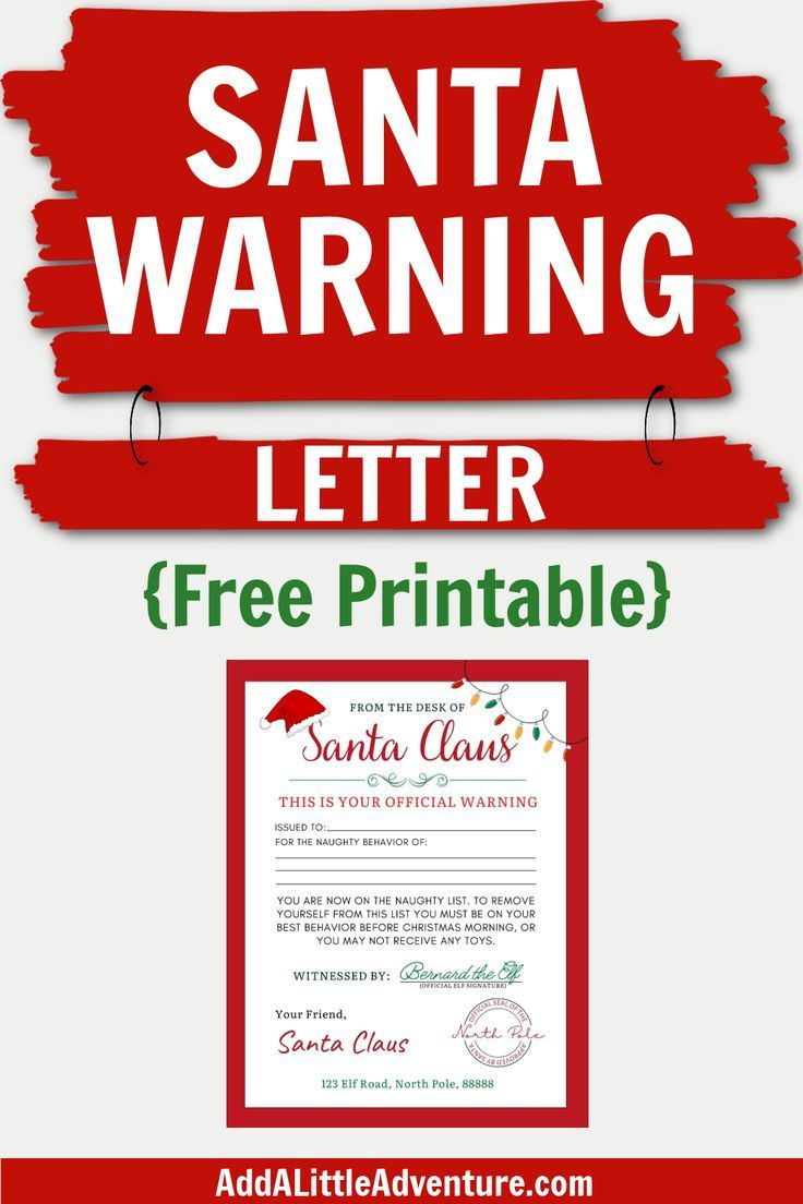 Santa Warning Letter - Free Printable within Warning Letter from Santa Free Printable