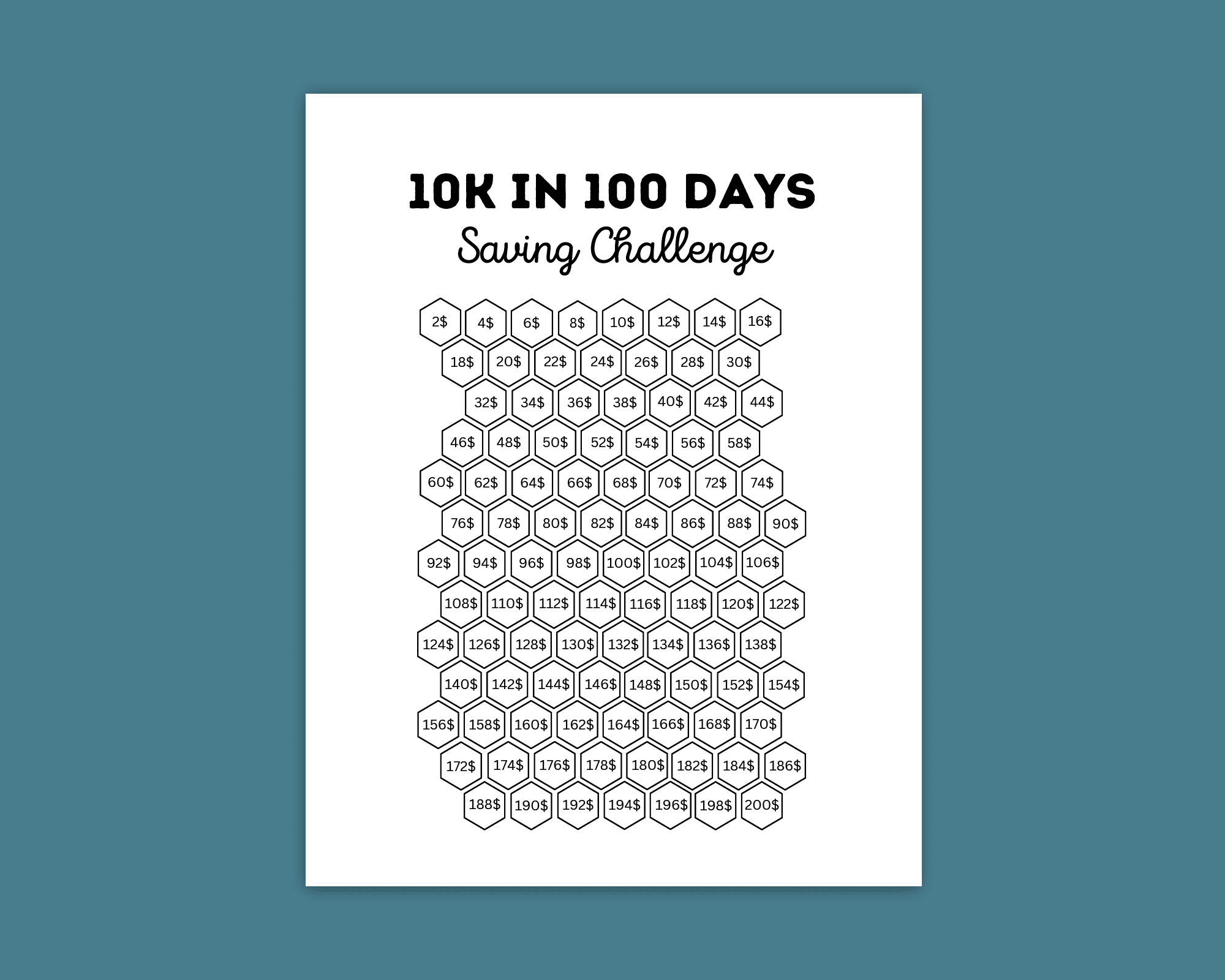 Save 10K In 100 Days Printable Money Saving Challenge regarding Free Printable 100 Envelope Challenge 10K