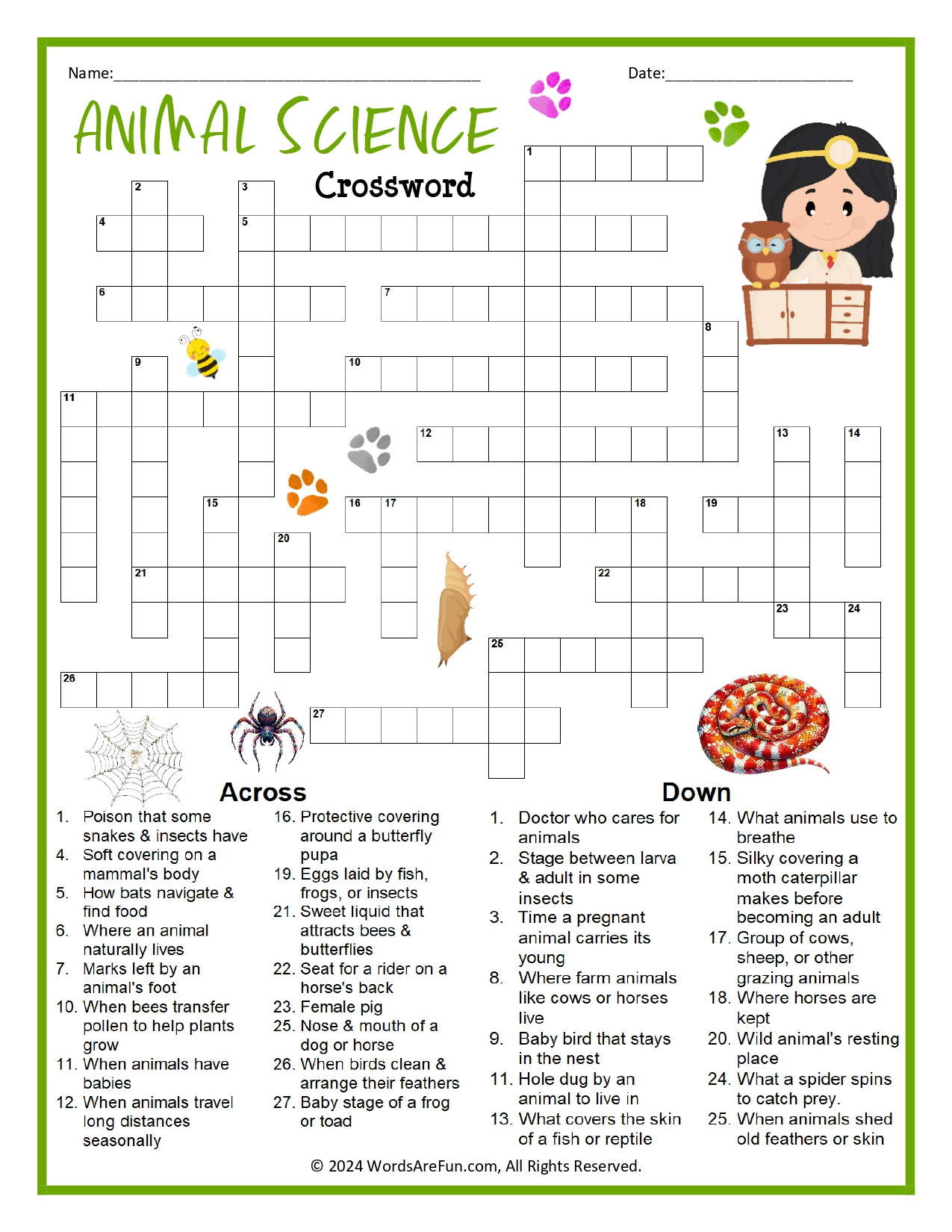 Science Crossword Puzzles pertaining to Science Crosswords Printable