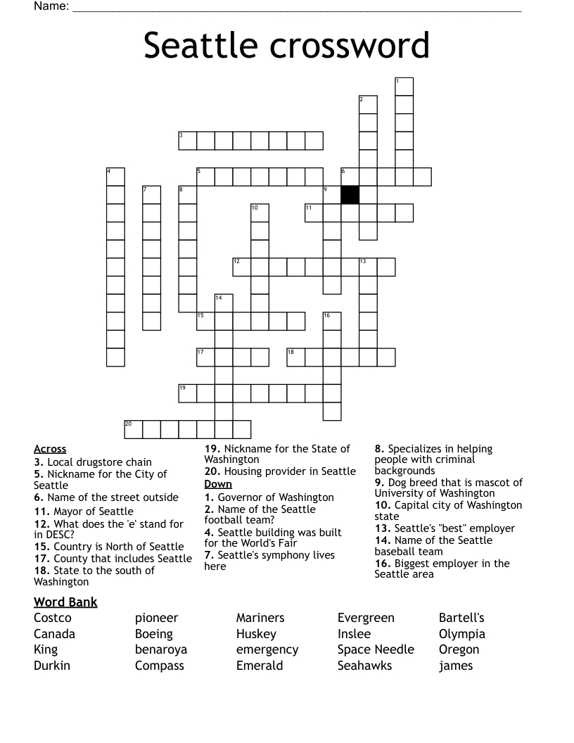 Seattle Crossword - Wordmint throughout Seattle Times Crossword Printable