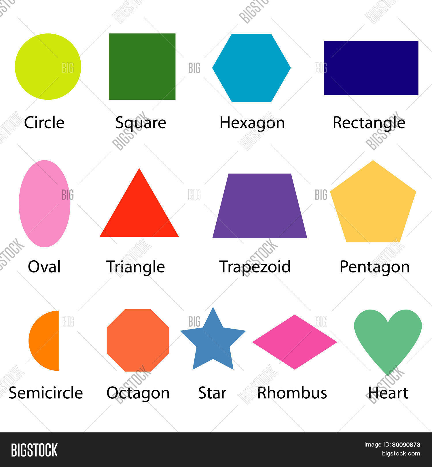Shapes Chart Kids Vector &amp;amp; Photo (Free Trial) | Bigstock regarding Shapes Identification Chart