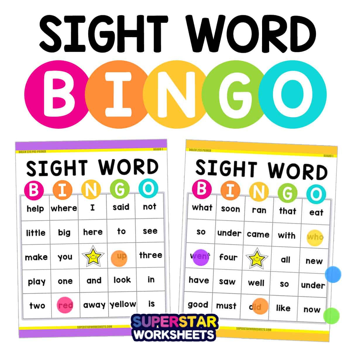 Sight Word Bingo - Superstar Worksheets inside Sight Word Bingo Cards