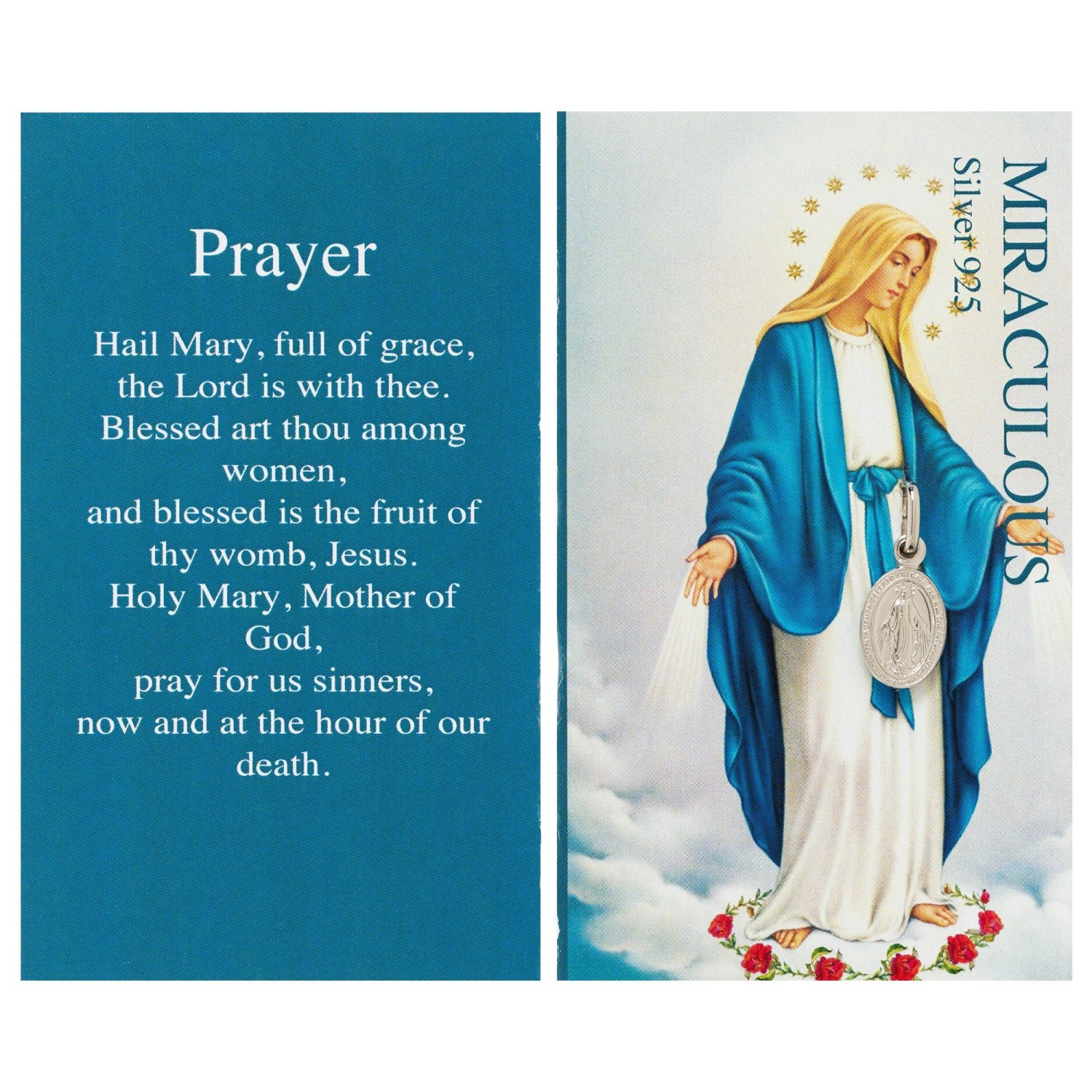 Silver Miraculous Medal With Prayer Card - Small Or Large | The within Miraculous Medal Prayer Card Printable