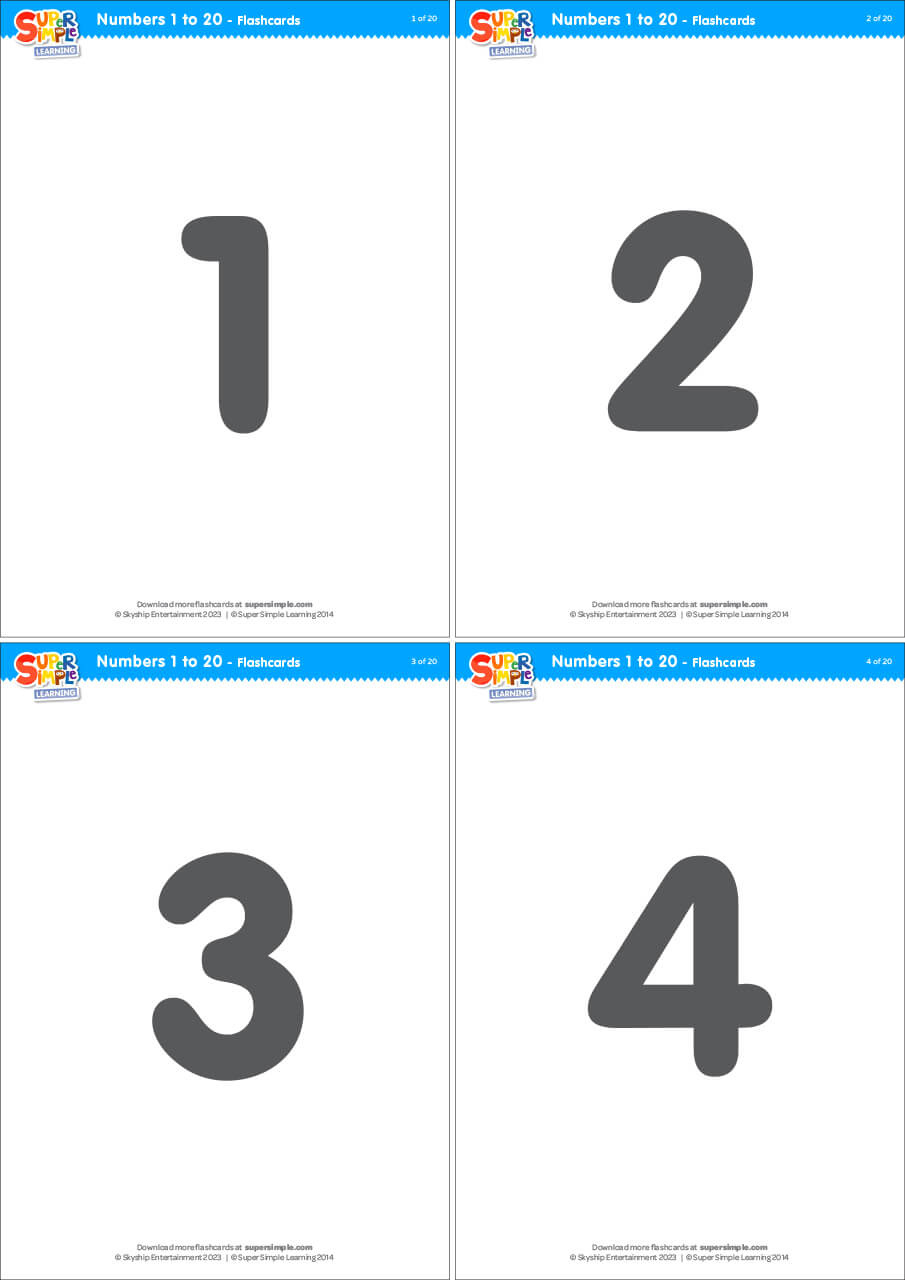 Simple Numbers 1-20 Flashcards - Super Simple for Free Printable Number Cards 1-20