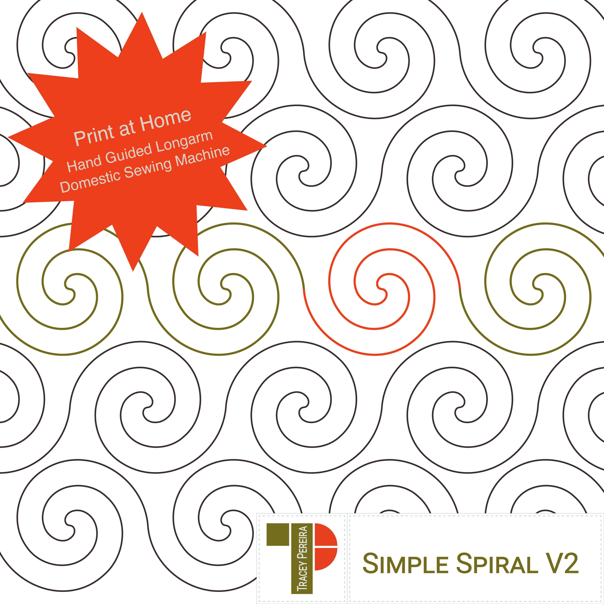 Simple Spiral Paper Version A Set Of Two Print-At-Home Pdf Longarm for Free Printable Pantograph Quilting Patterns