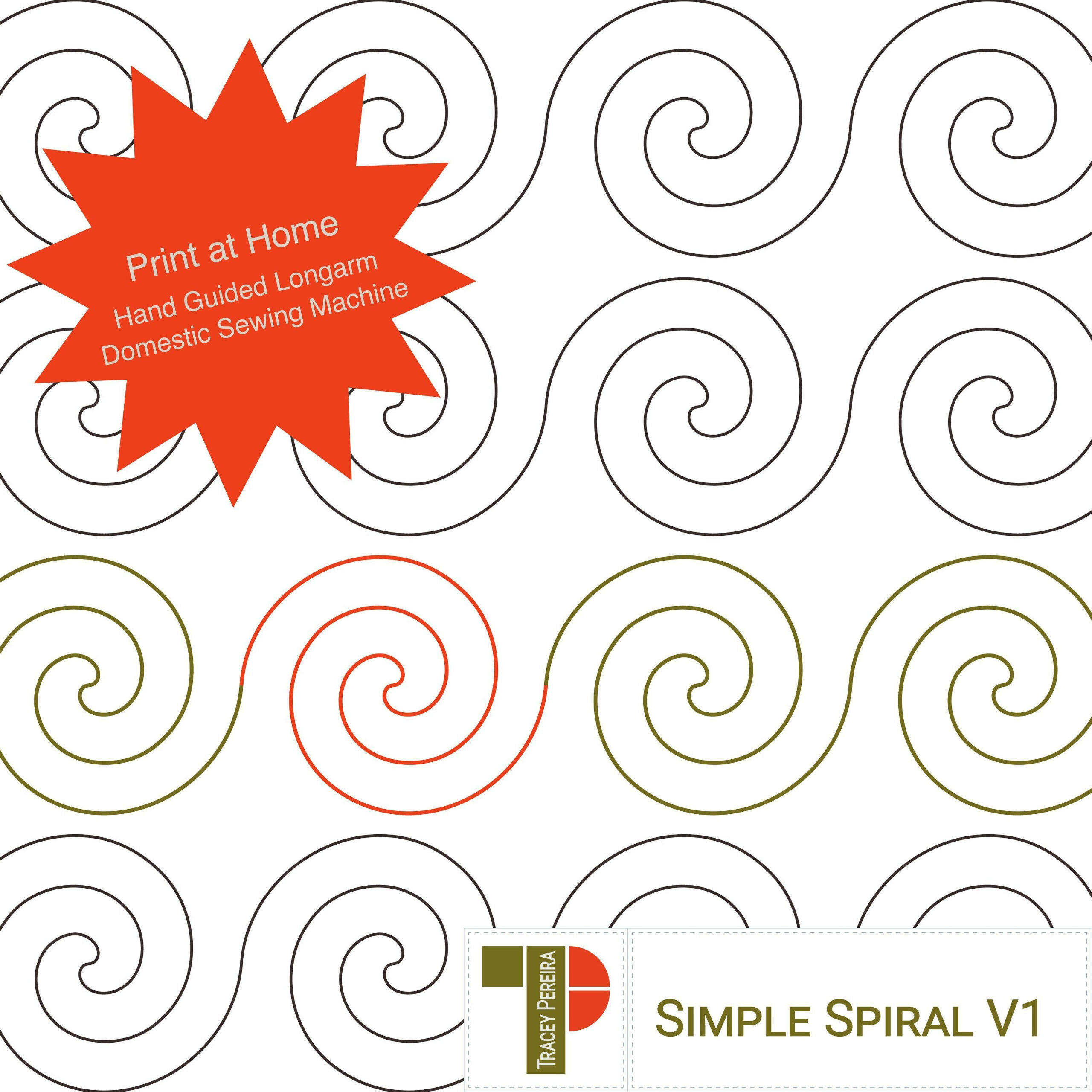 Simple Spiral Paper Version A Set Of Two Print-At-Home Pdf Longarm in Free Printable Pantographs For Longarm Quilting