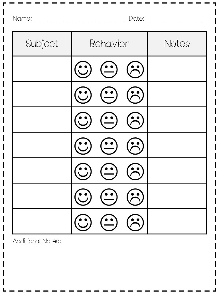 Smiley Face Behavior Chart pertaining to Free Printable Smiley Face Behavior Charts
