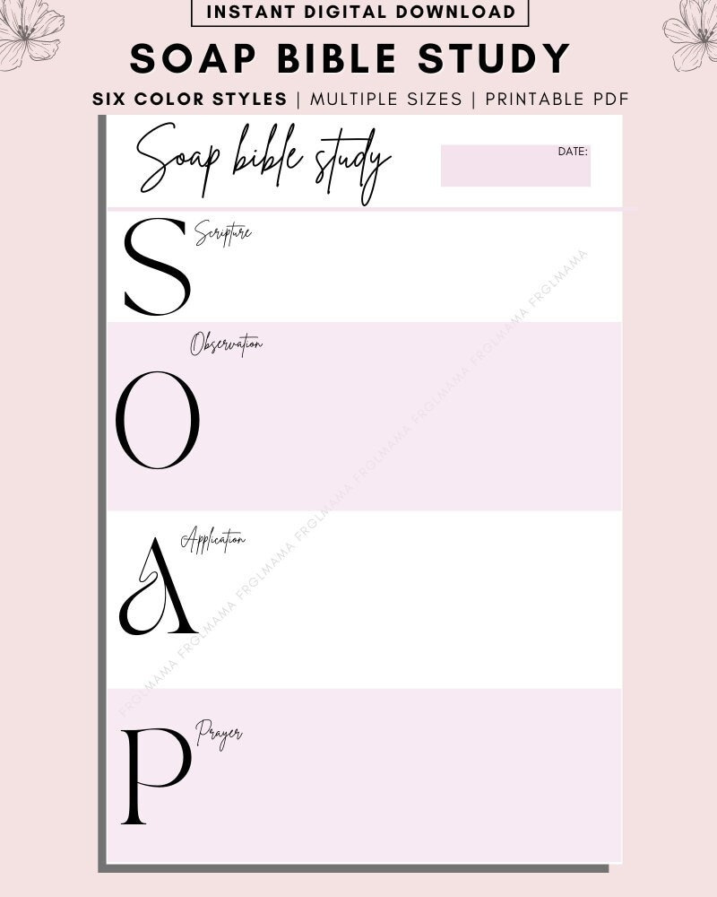 Soap Bible Study Printable Template, Scripture, Observation in Printable Soap Bible Study Template