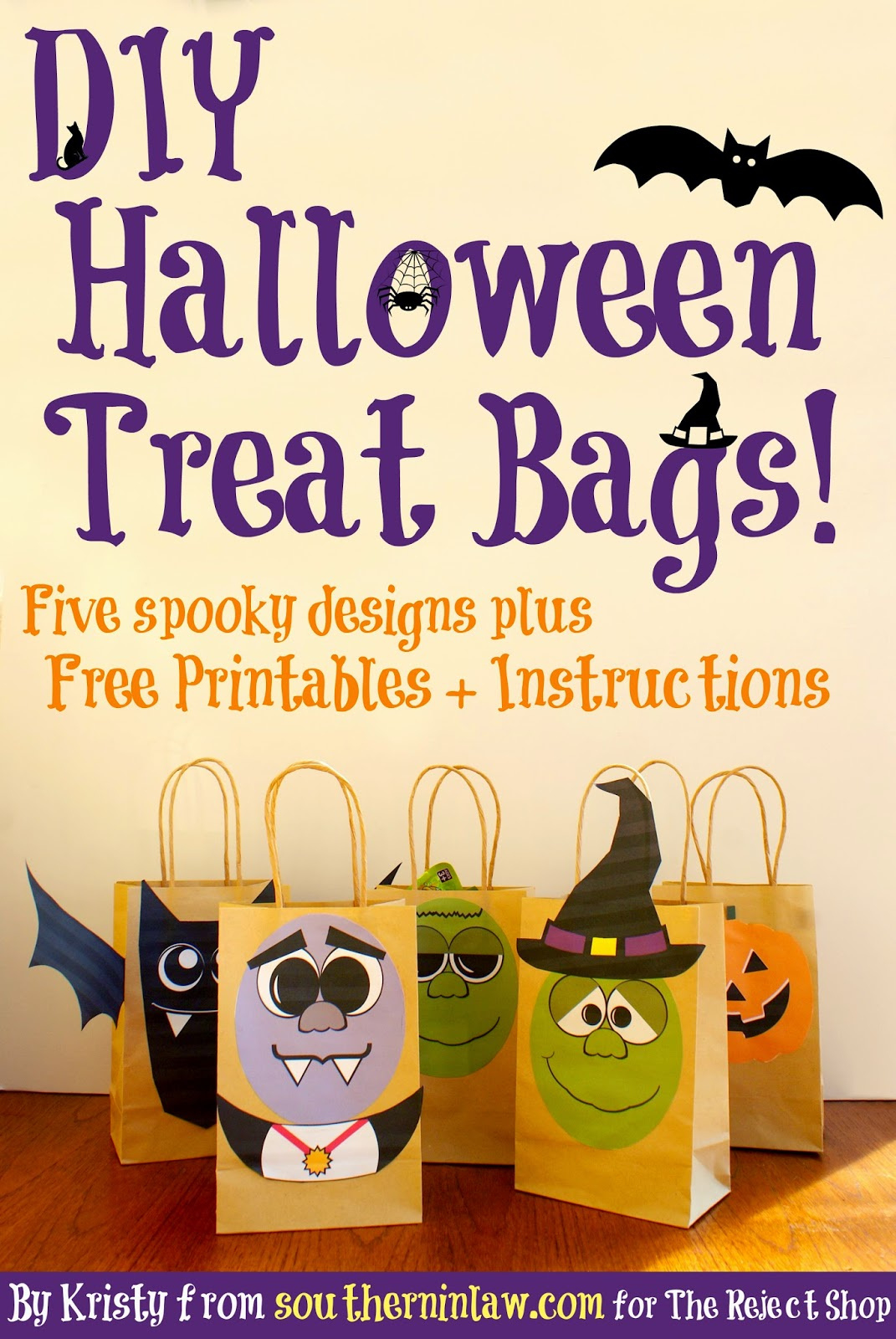 Southern In Law: Diy Halloween Treat Bags [Includes Free Templates!] for Printable Trick Or Treat Bag Template