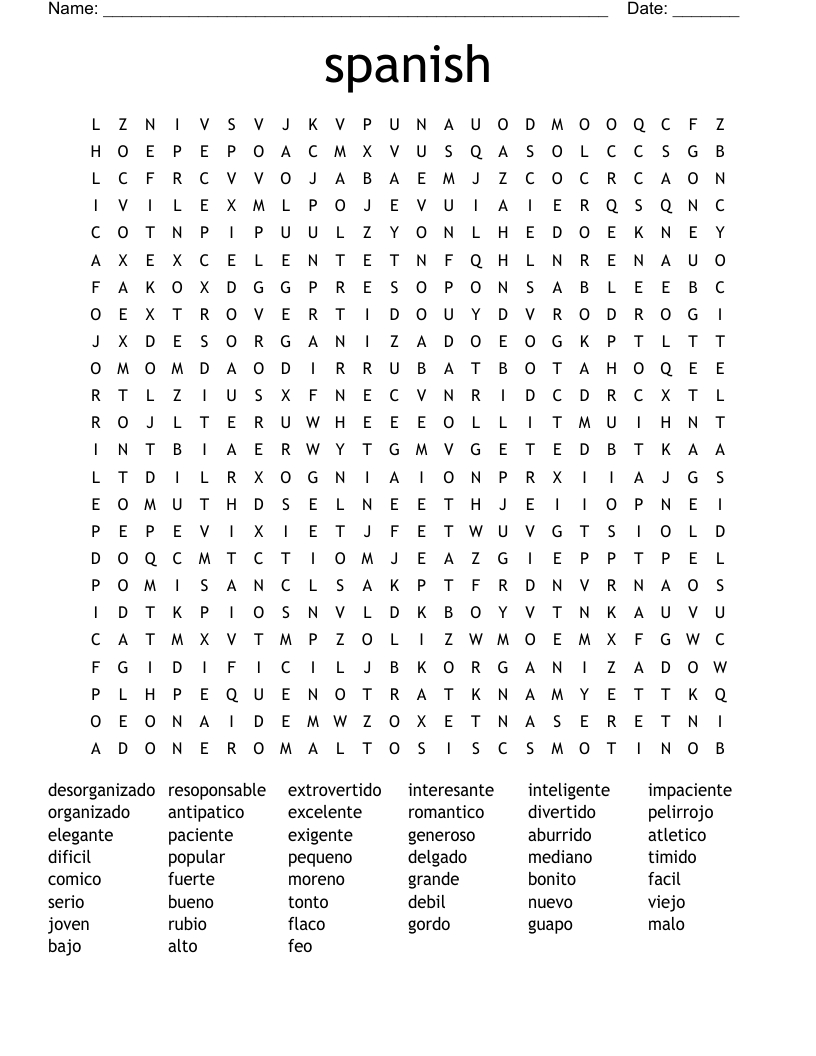 Spanish Words Word Search - Wordmint with regard to Printable Word Search in Spanish