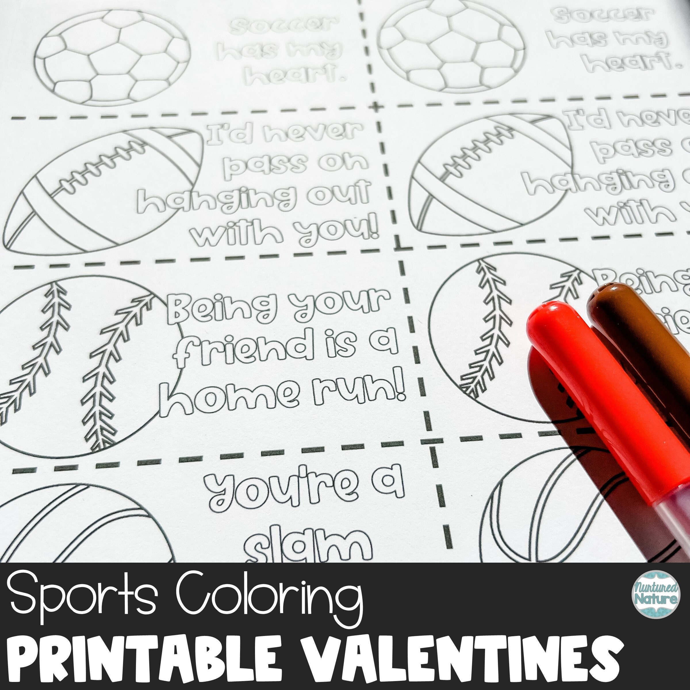 Sports Coloring Page Valentine Cards For Kids Classroom within Free Printable Sports Valentines