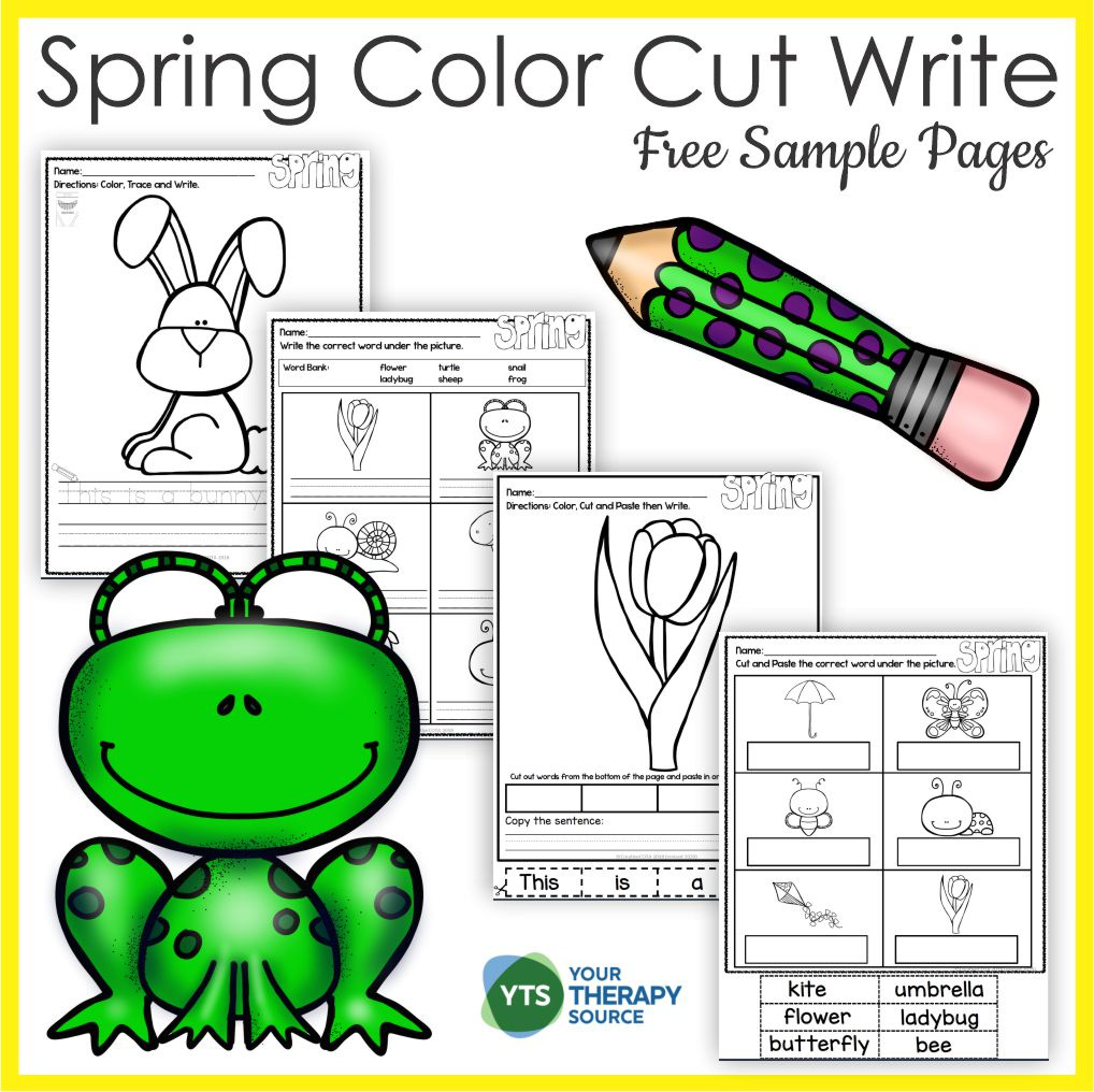 Spring Color Cut Write Free Sample Pages - Your Therapy Source for Spring Cut And Paste Printables