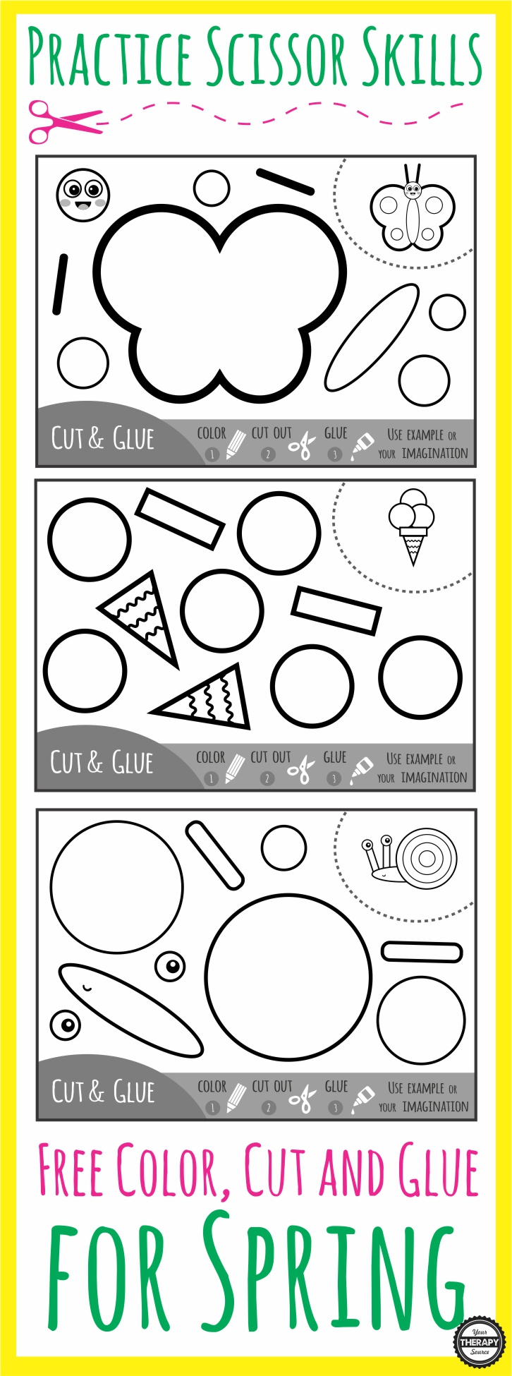 Spring Cut And Paste Practice Scissor Skills - Your Therapy Source throughout Spring Cut And Paste Printables