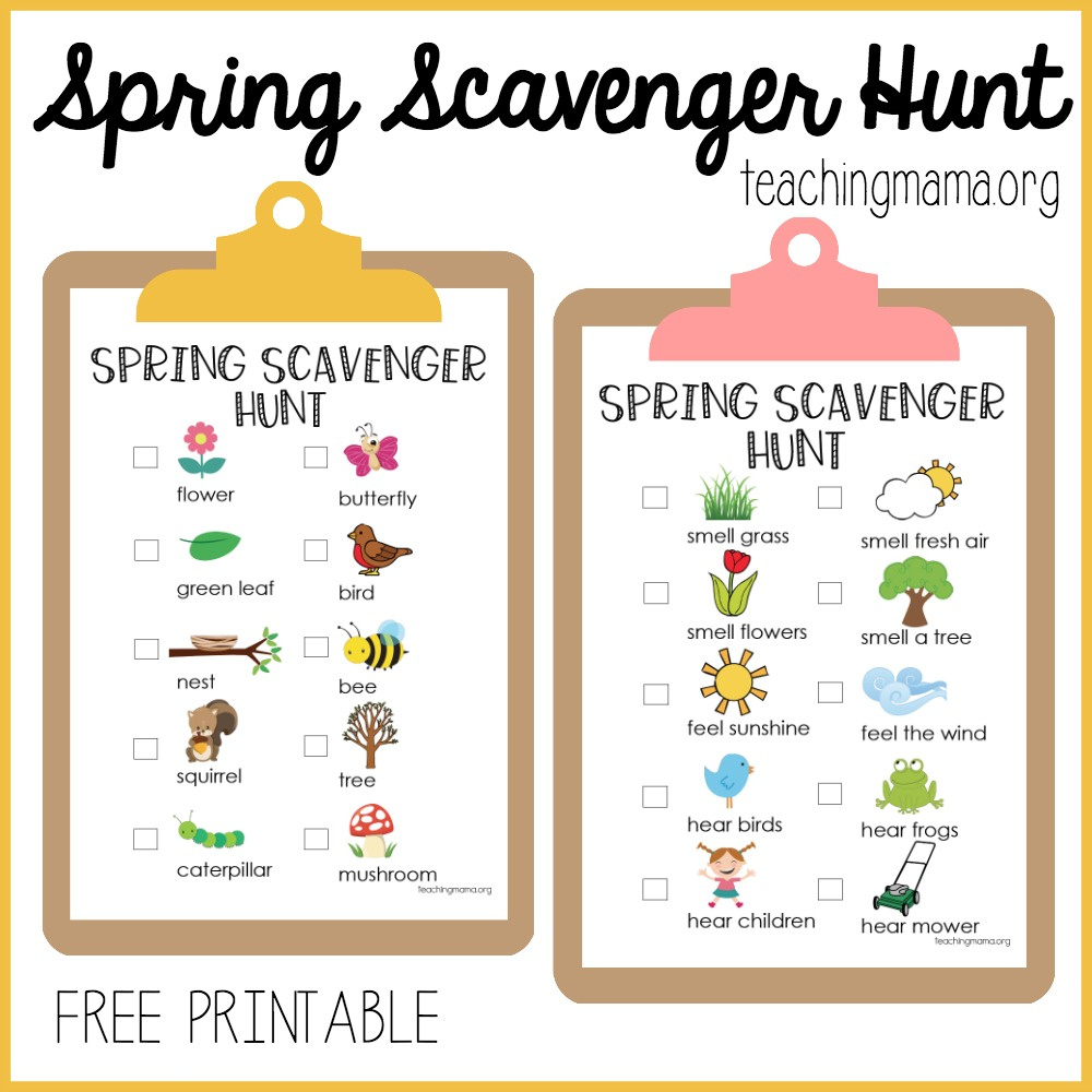 Spring Scavenger Hunt within Free Printable Spring Scavenger Hunt