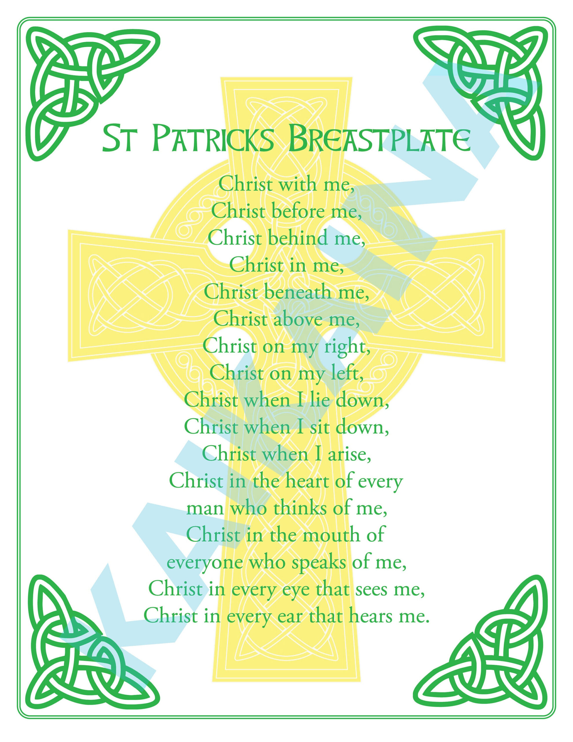 St. Patrick Breastplate Prayer Printable 8.5 X 11 Poster &amp;quot;Christ With Me.&amp;quot; for Printable St Patrick&amp;amp;#039;s Breastplate