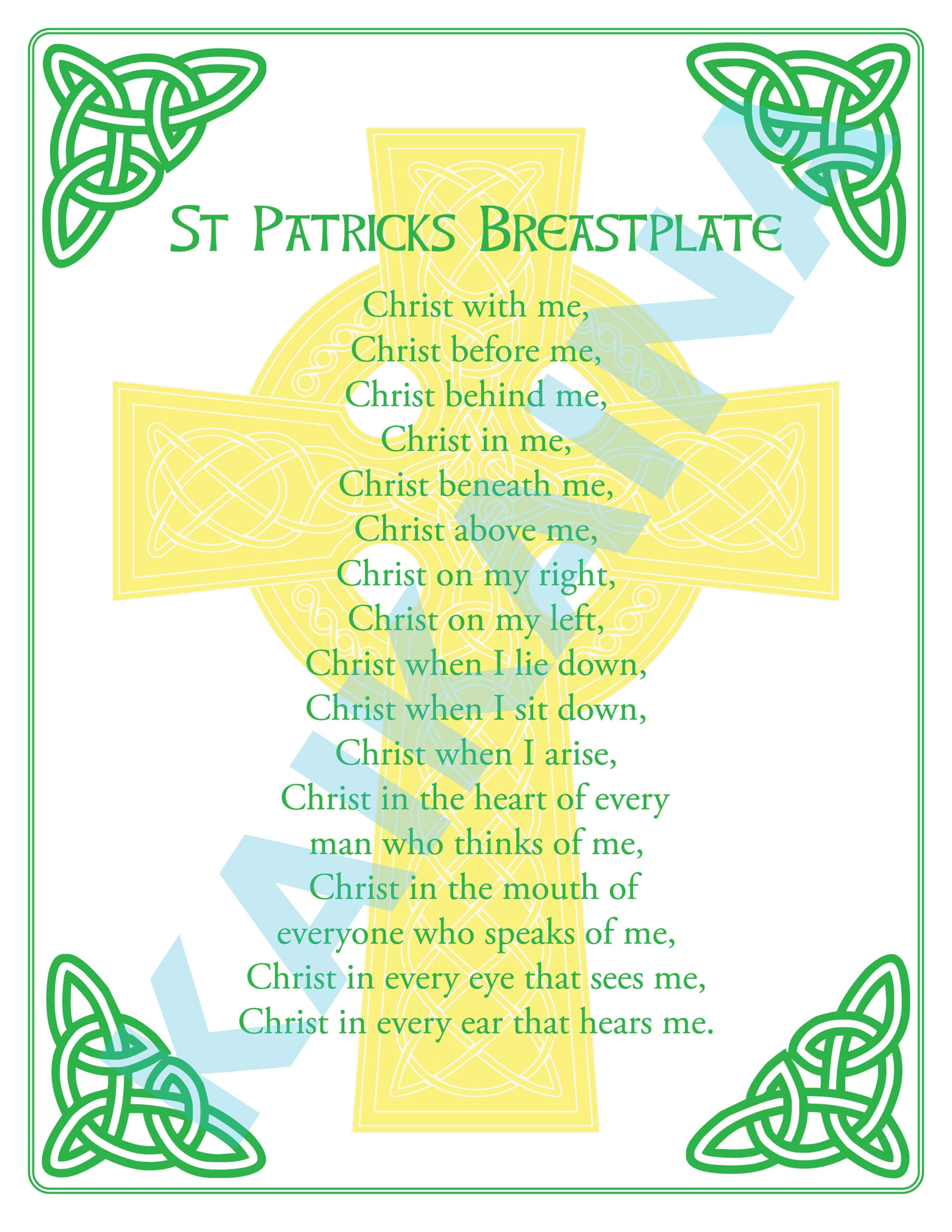 St. Patrick Breastplate Prayer Printable 8.5 X 11 Poster &amp;quot;Christ With Me.&amp;quot; within Printable Prayer Of St Patrick