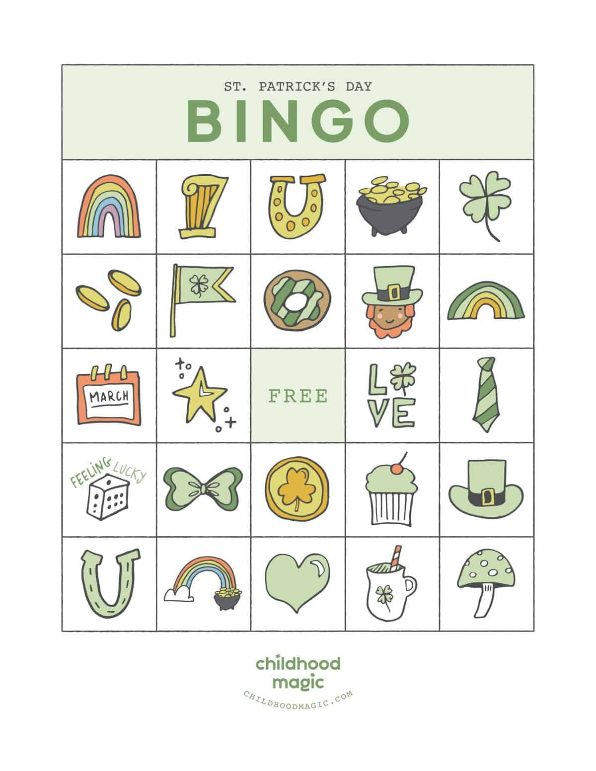 St. Patrick&amp;#039;S Day Bingo - Childhood Magic within Free Printable St Patrick&amp;amp;#039;s Day Bingo