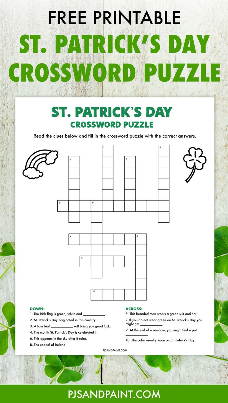 St. Patrick&amp;#039;S Day Crossword Puzzle - Free Printable Game pertaining to St Patrick&amp;amp;#039;s Day Crossword Puzzle Printable