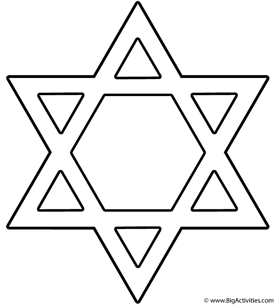 Star Of David - Coloring Page (Hanukkah) inside Star Of David Printable