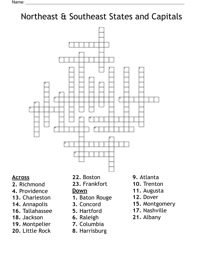 States And Capitals Worksheet - Wordmint with regard to Northeast States And Capitals Quiz Free Printable