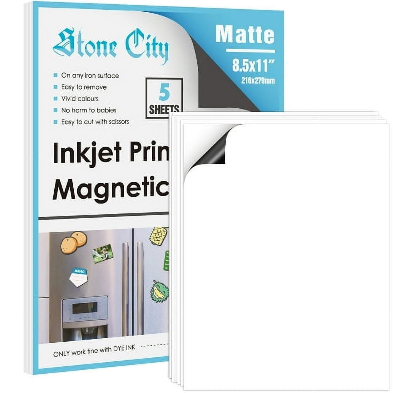 Stone City Printable Magnetic Sheets 8.5X11 Matte Magnet Photo Paper Cutable For Inkjet + Laser Printers,5 Sheets For Diy Signs, Crafts, Photo Ablums inside Printable Magnet Sheets For Laser Printer