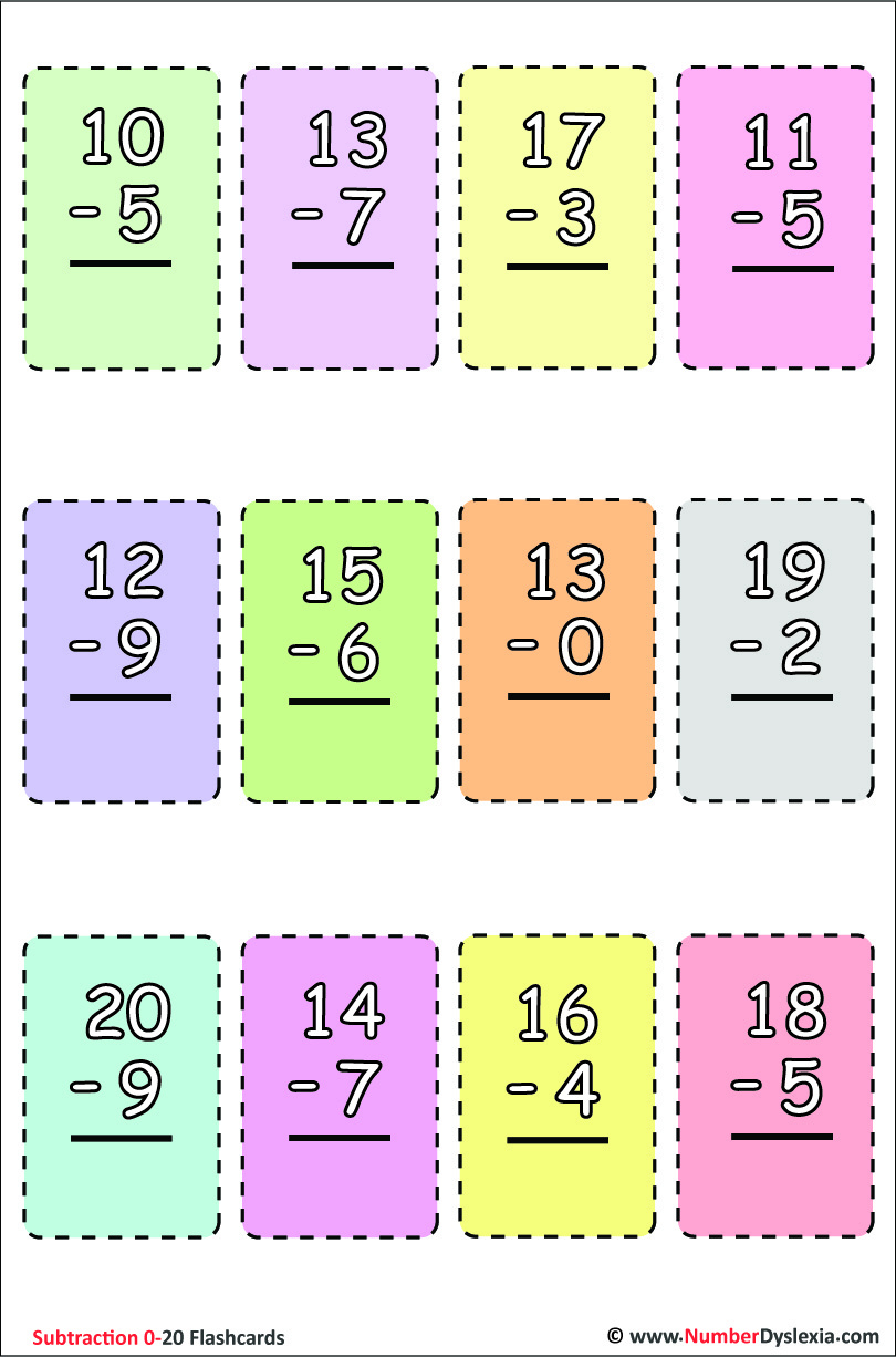 Subtraction Flash Cards Online Free throughout Printable Subtraction Flash Cards