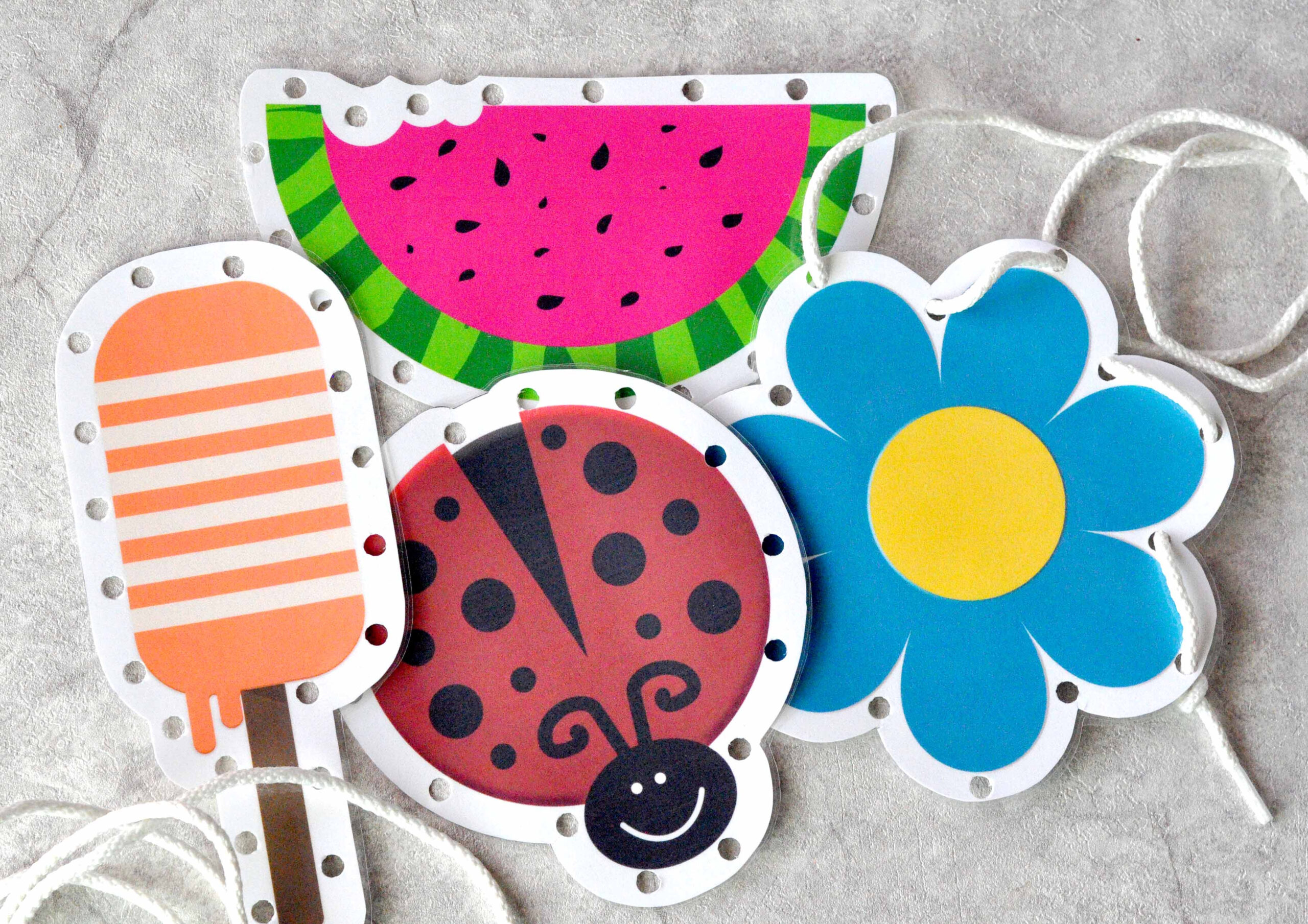 Summer Sewing (Lacing) Cards | Www.teepeegirl throughout Lacing Cards Free Printable