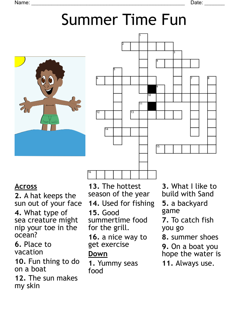 Summer Time Fun Crossword - Wordmint with Summertime Crossword Puzzle Printable