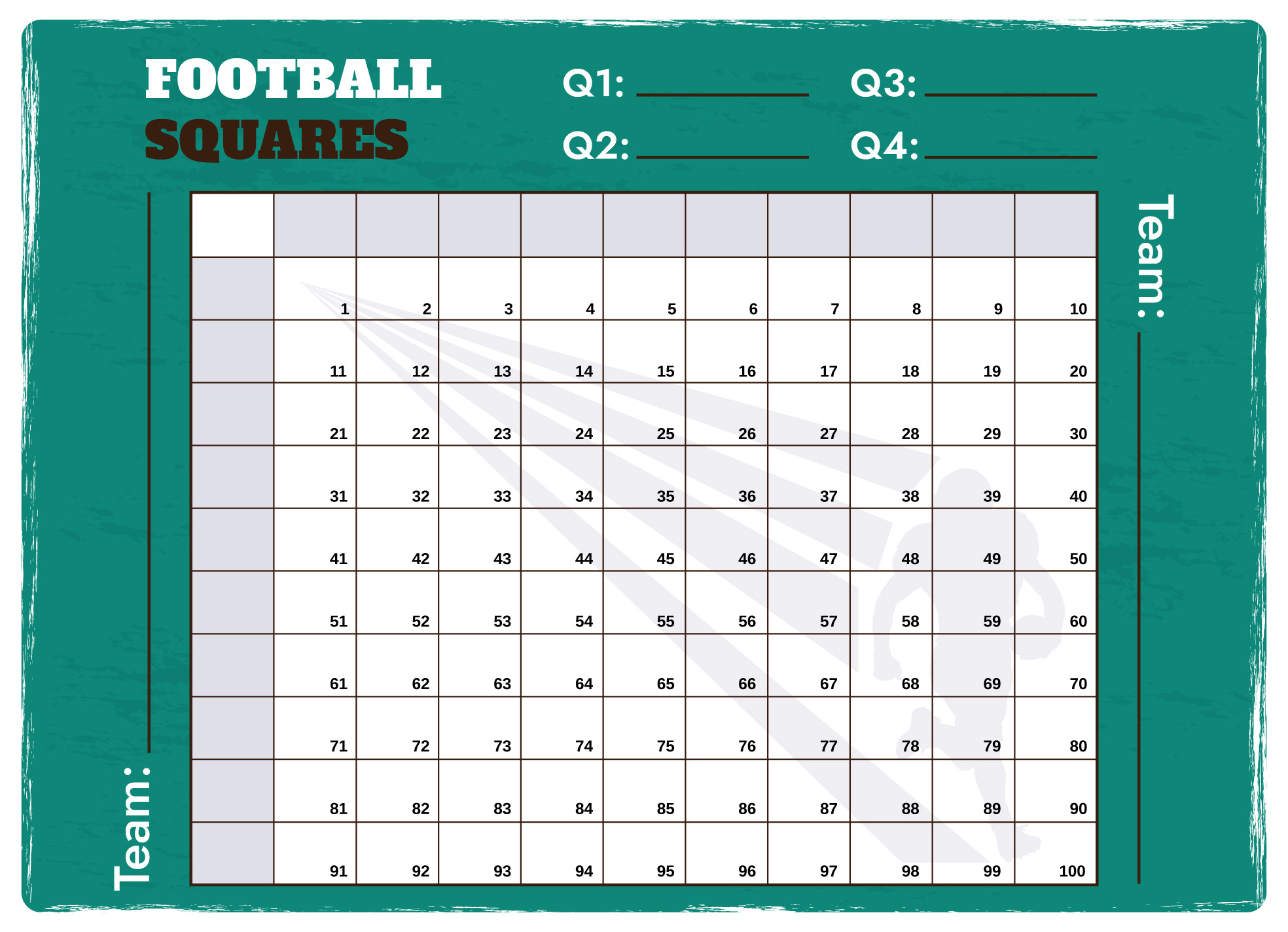 Super Bowl Squares With Numbers Free Google Docs Template - Gdoc.io in Free Printable 100 Square Grid Football Pool