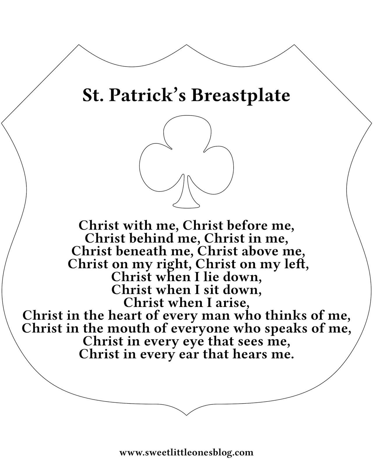 Sweet Little Ones: Feast Day Celebrations: St. Patrick&amp;#039;S Day inside Printable St Patrick&amp;#039;S Breastplate