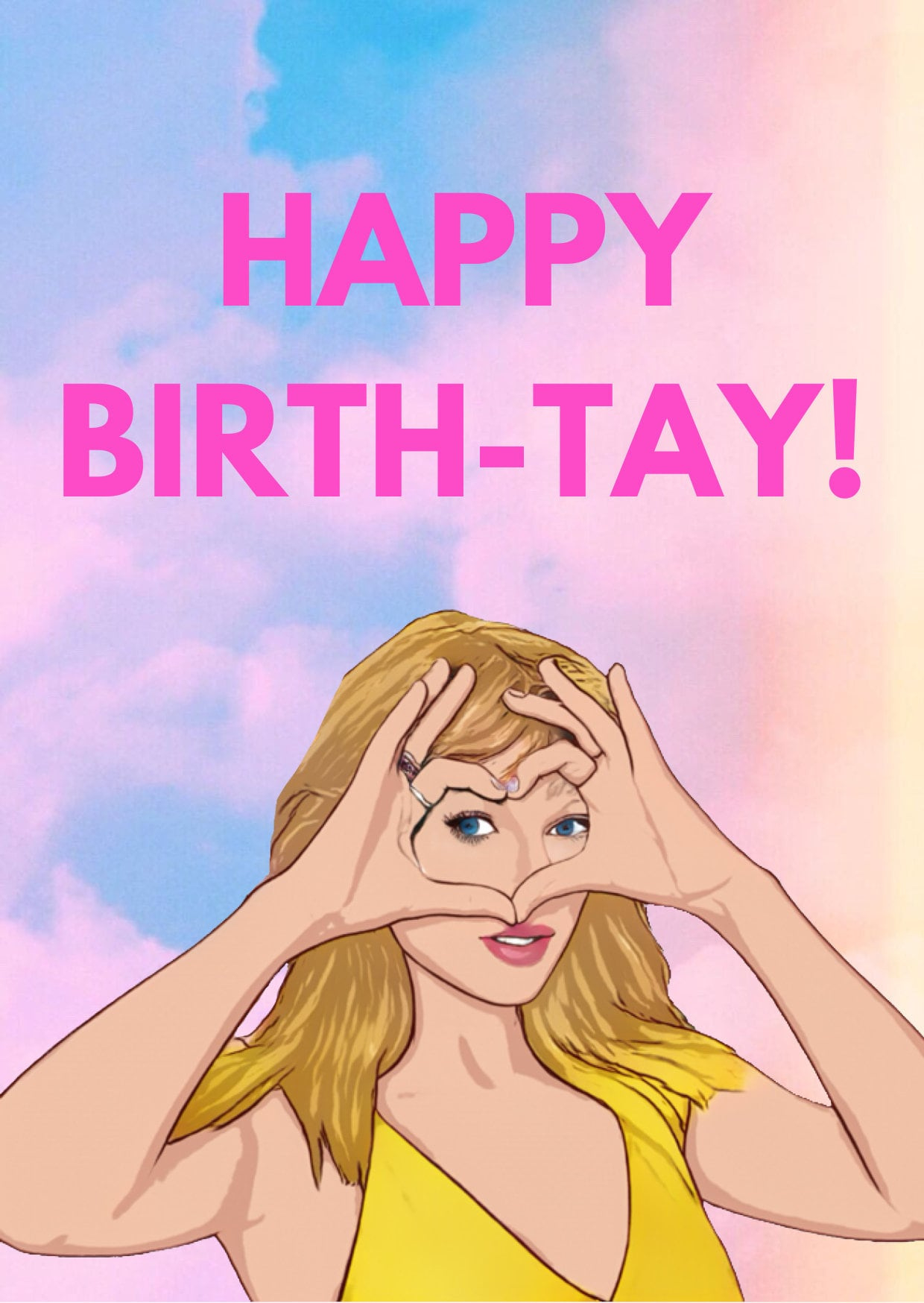 Taylor Swift Printable Birthday Day Card-Happy Birth-Tay! intended for Taylor Swift Birthday Card Free Printable