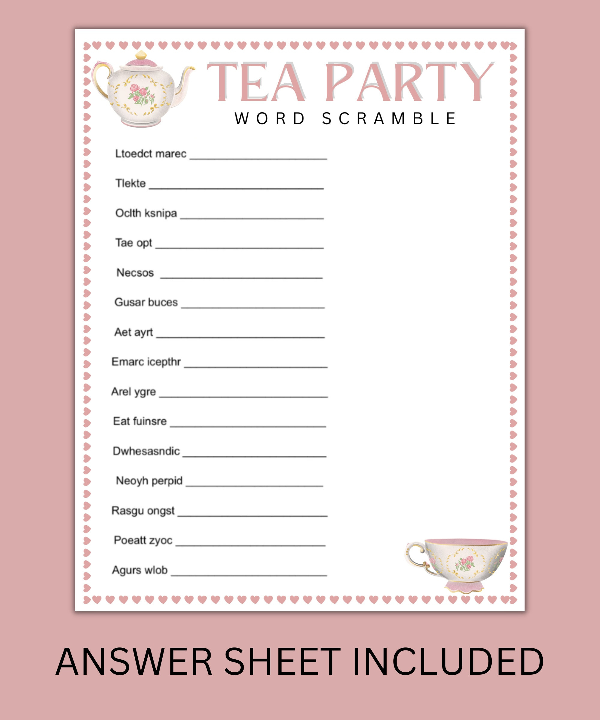 Tea Party Games Bundle - Printable Tea Party Games - Tea Party with regard to Free Printable Tea Party Games For Adults