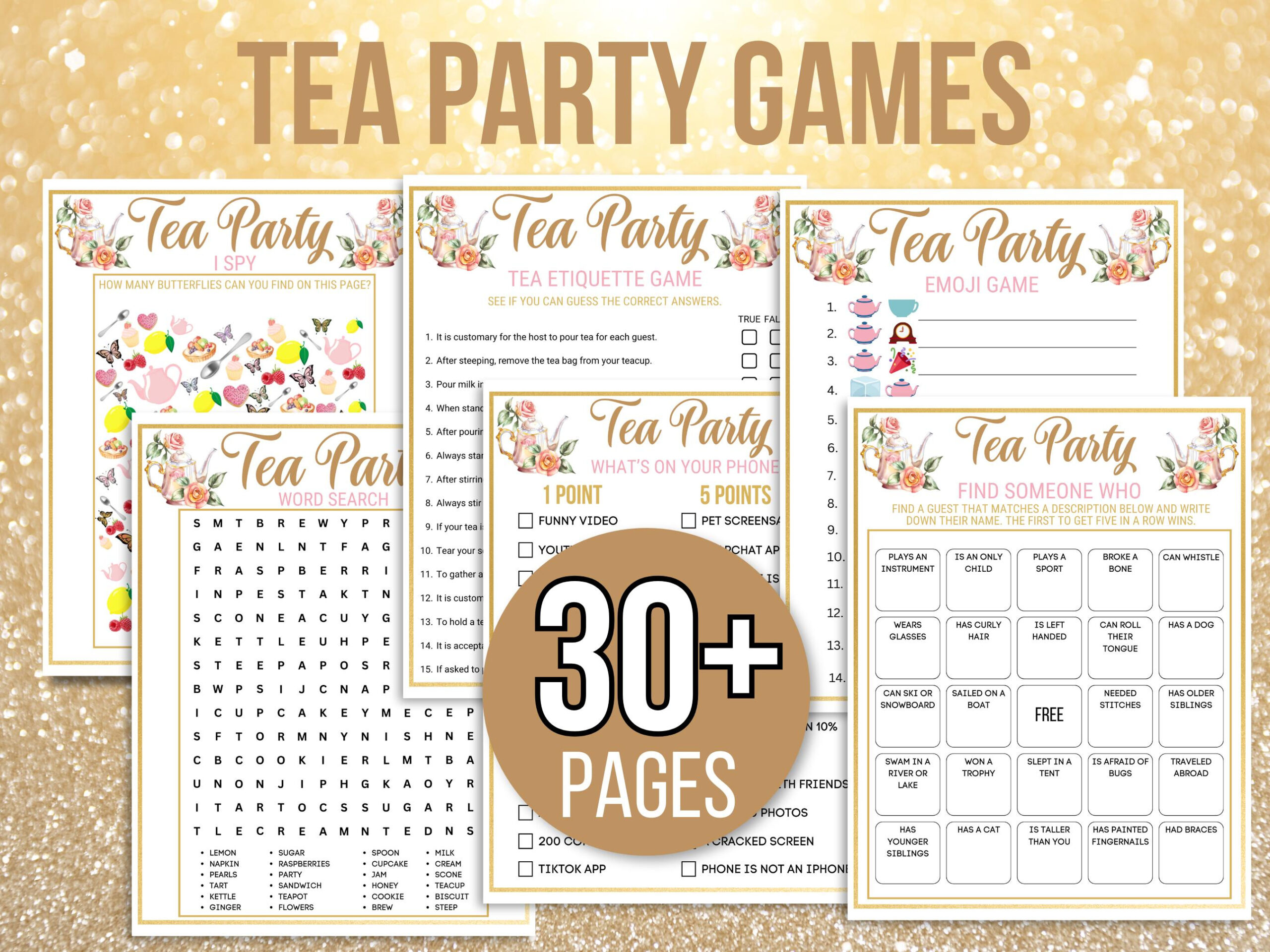 Tea Party Games Printable, Tea Party Activities, Girls Tea Party pertaining to Free Printable Tea Party Games