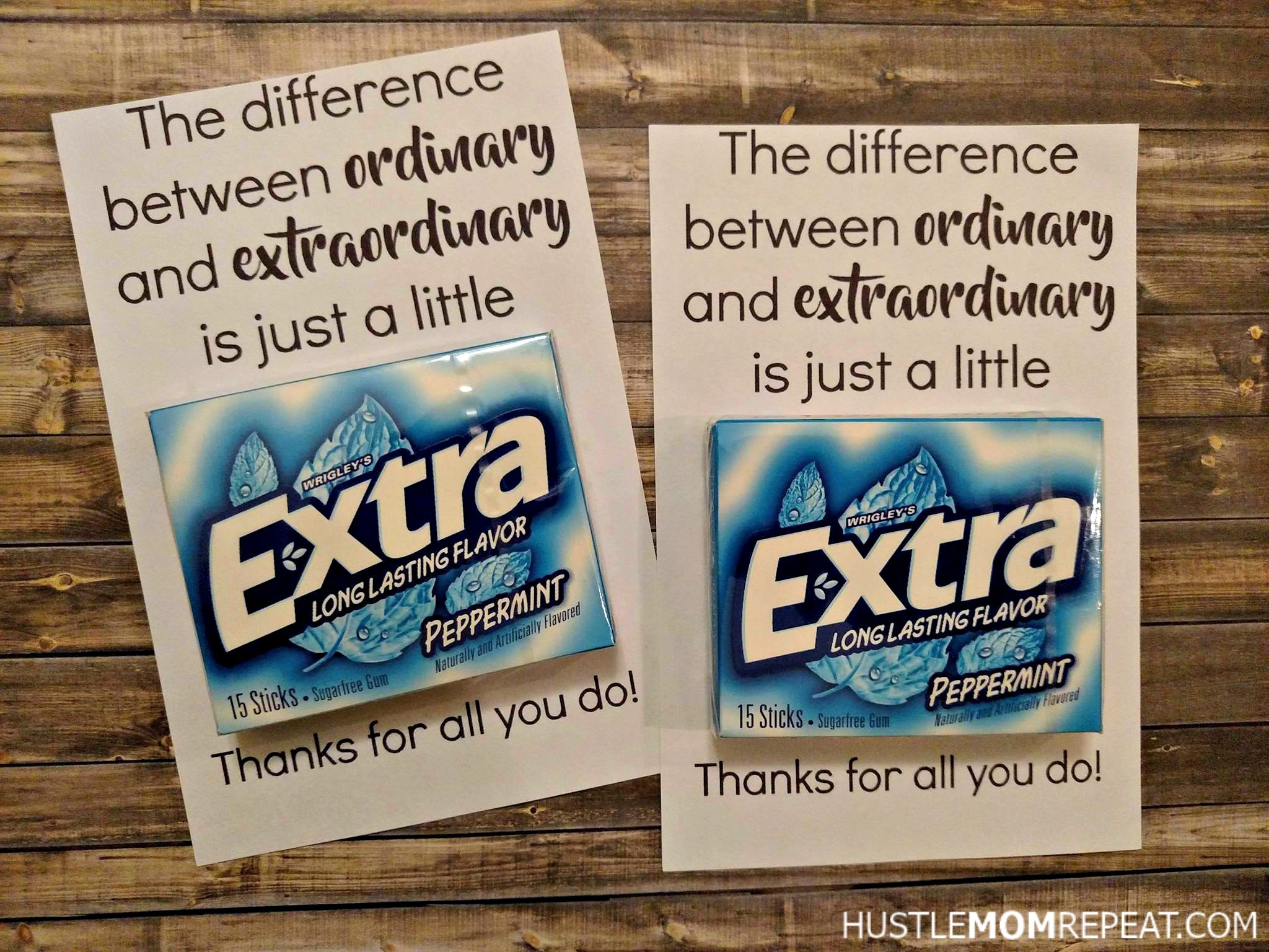 Teacher Appreciation Extra Gum Printable Free within Free Printable Extra Gum Appreciation Gift