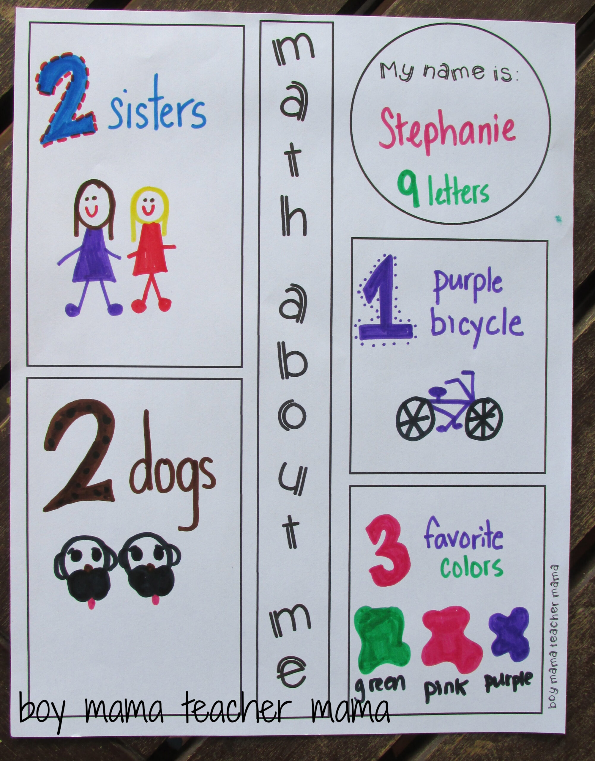 Teacher Mama: Free Printable: Math About Me {After School Linky for Math About Me Free Printable