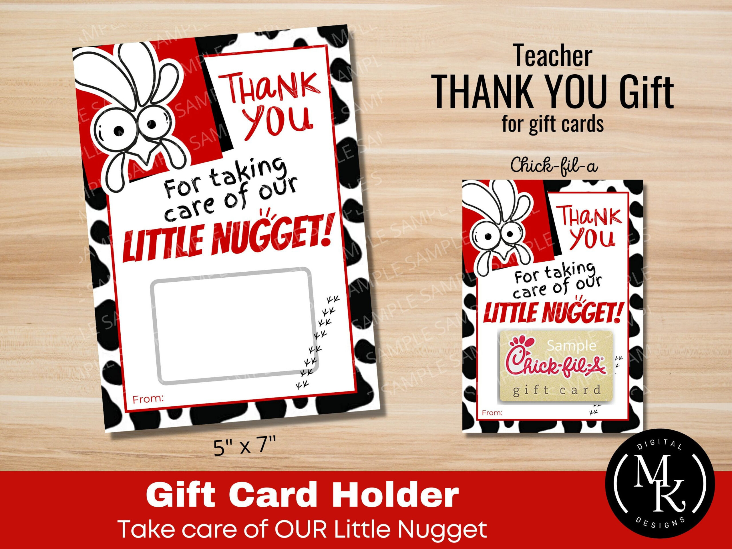 Teacher Thank You Card For Chicken Gift Card, Printable Gift intended for Chick Fil a Teacher Appreciation Printable Free