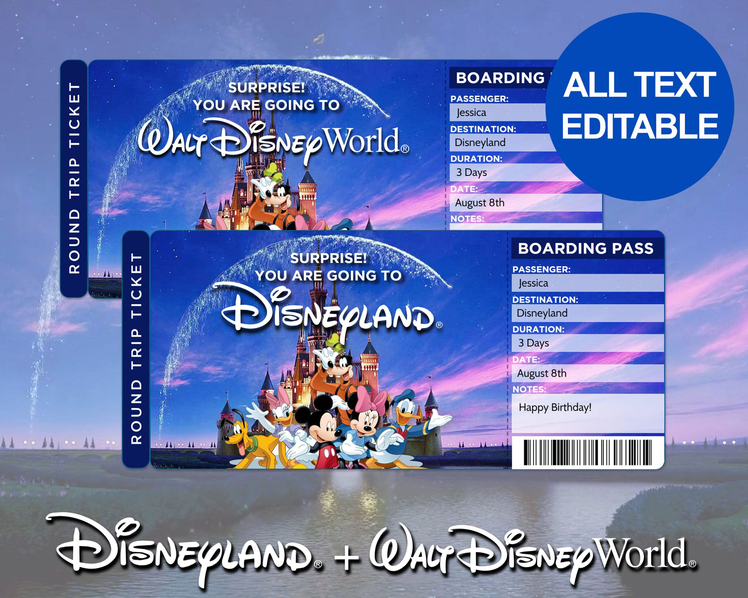 Template Free Printable Surprise Disney Tickets with Printable Disney Ticket Template Free