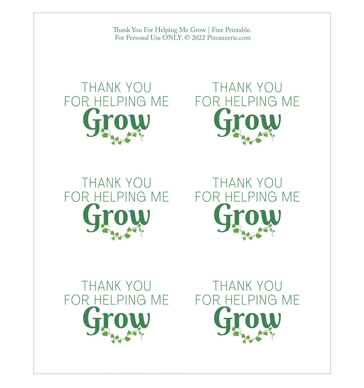 Thank You For Helping Me Grow (Teacher Gift, Free Printable within Free Printable Thank You For Helping Me Grow