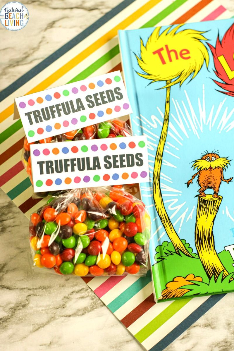 The Lorax Goodie Bag Ideas With Free Truffula Tree Seeds Printable within Truffula Seeds Free Printable