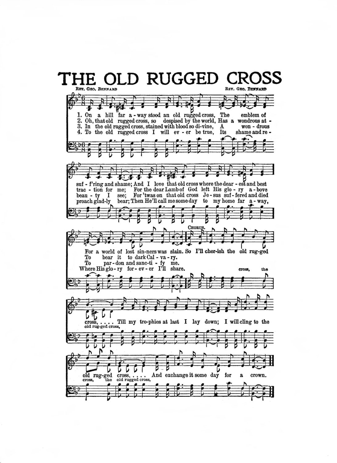 The Old Rugged Cross Hymn Digital Sheet Music Easter Christian inside Free Printable Vintage Old Rugged Cross Sheet Music
