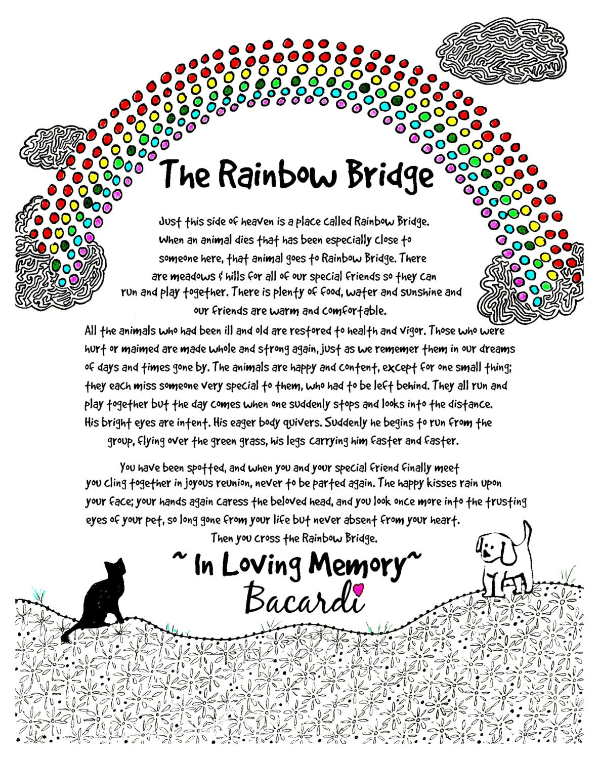 The Rainbow Bridge Poem. Personalize This Print With Your Pet&amp;#039;S Name. inside Printable Rainbow Bridge Poem