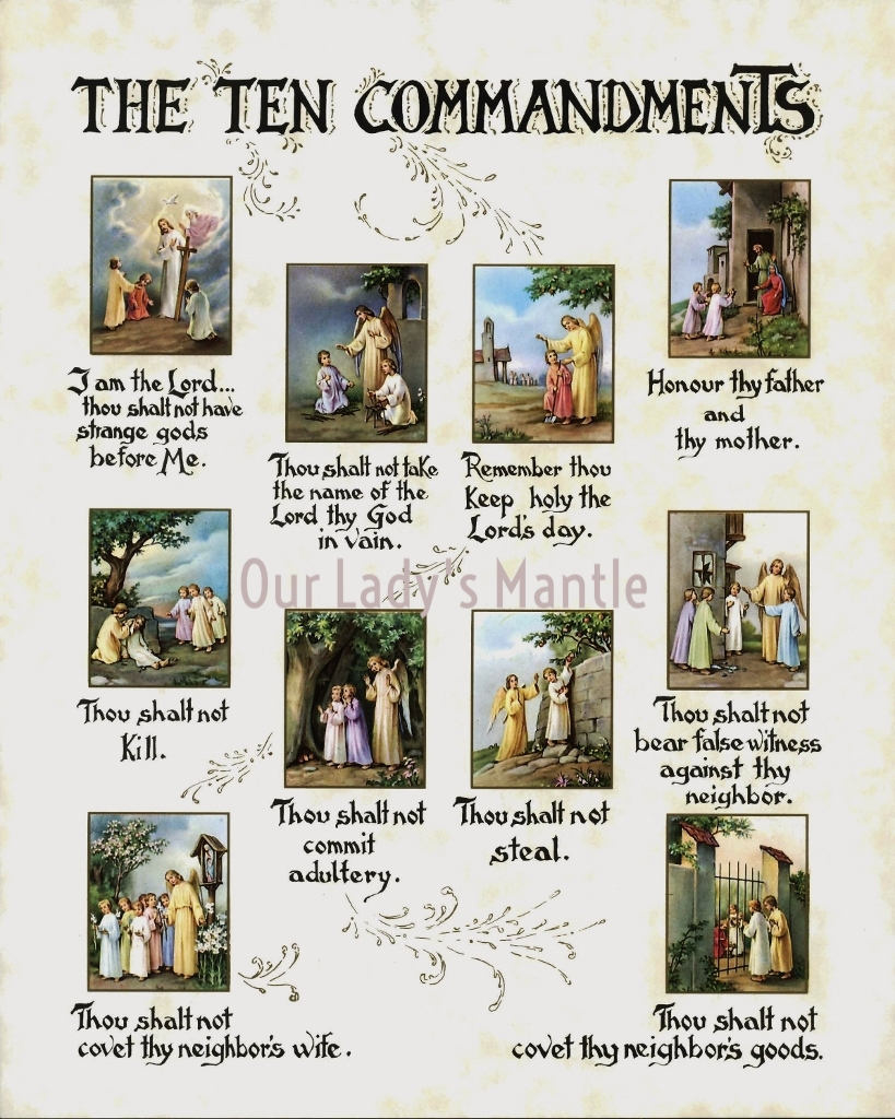 The Ten Commandments Print 8X10 Catholic Picture Print From Italy with Printable Ten Commandments Catholic