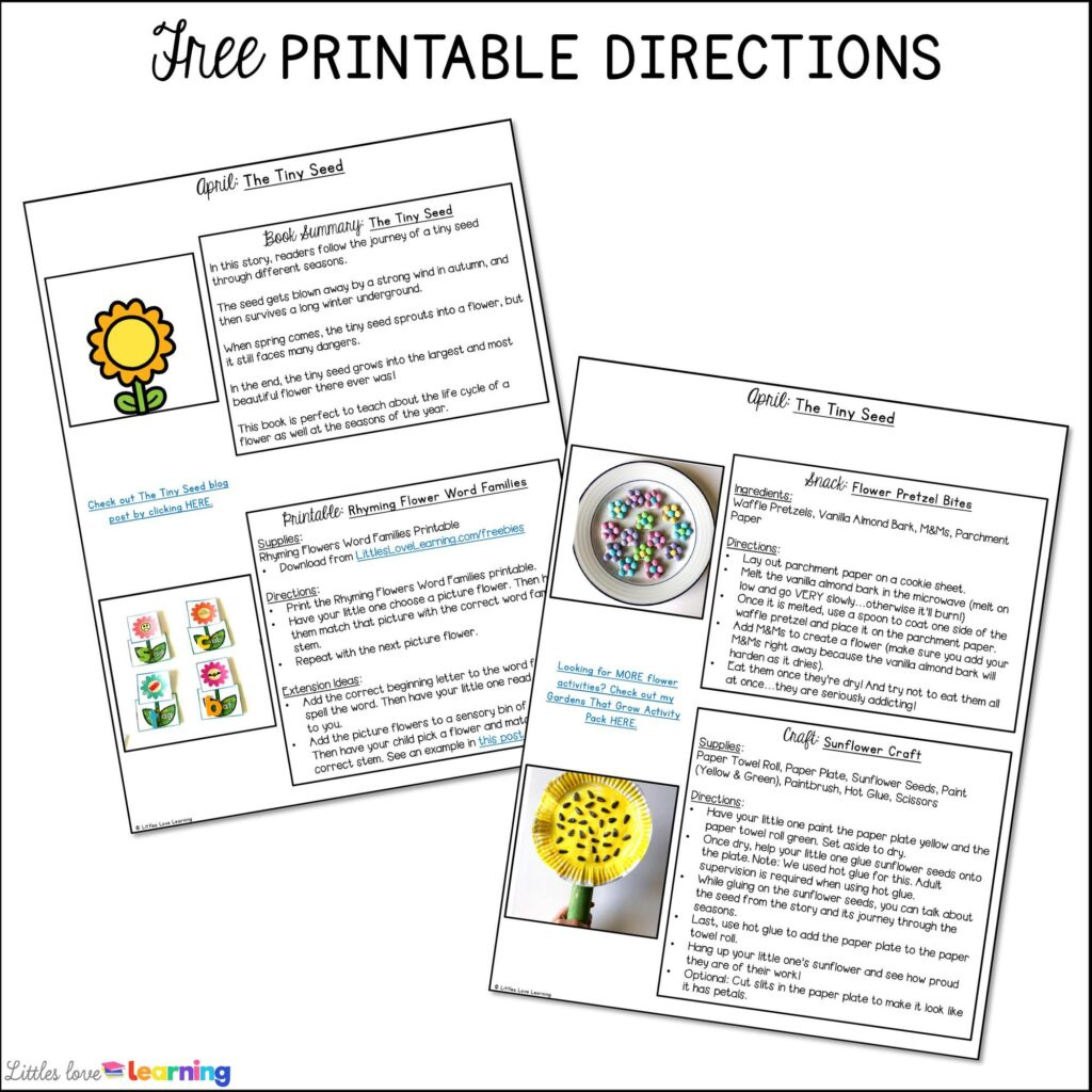 The Tiny Seed Activities For Preschool And Kinder + Freebie regarding Printable the Tiny Seed Activities