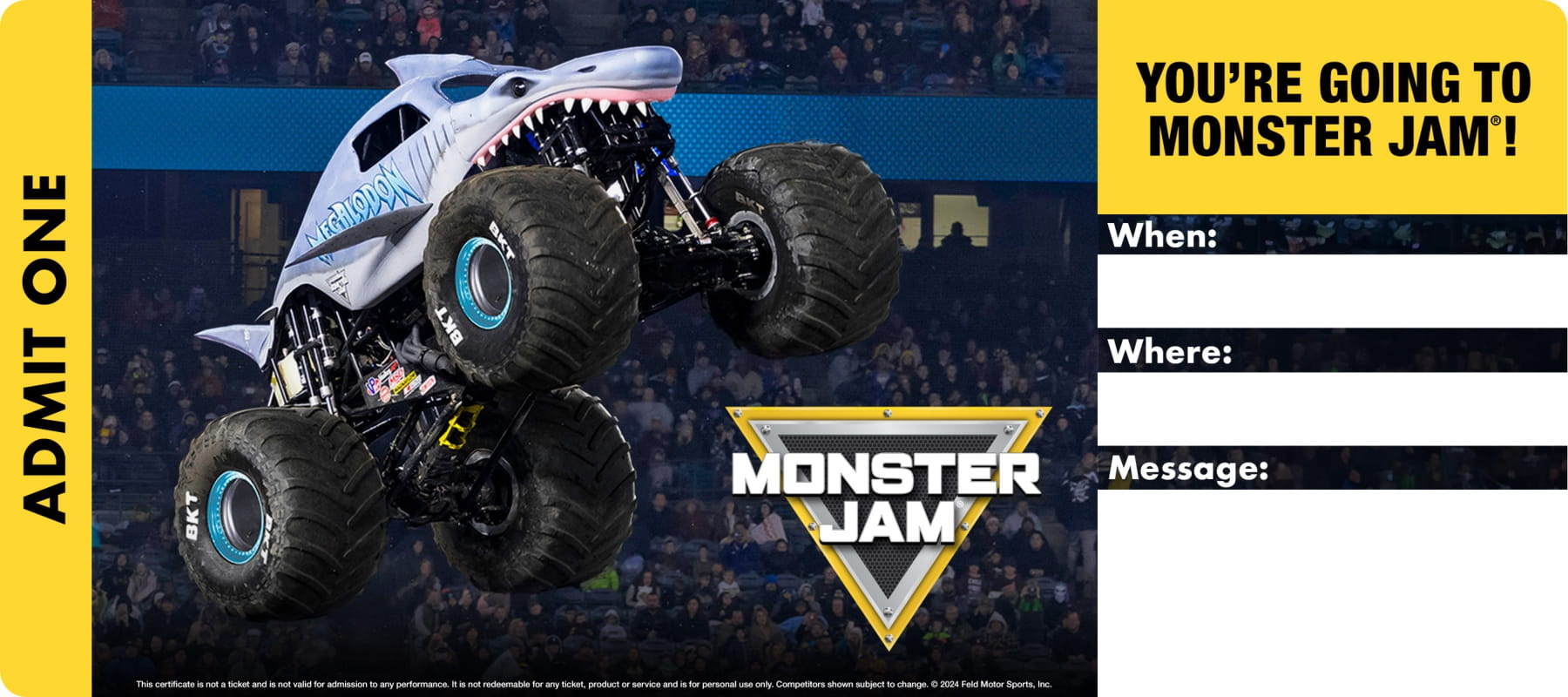 Tickets Make Great Gifts! | Monster Jam® for Free Printable Fake Monster Jam Tickets