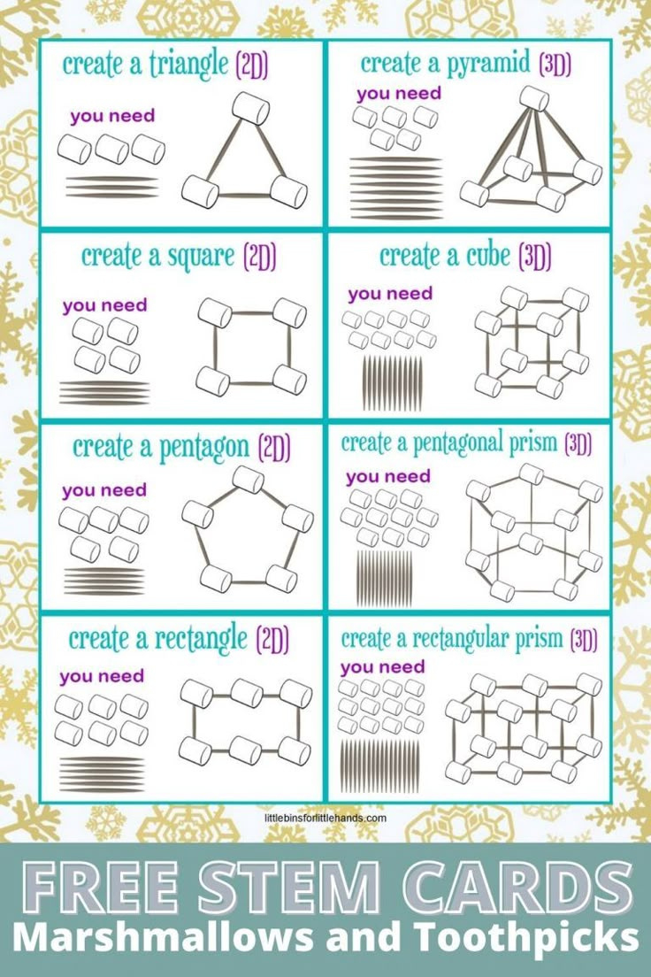 Toothpick And Marshmallow Tower Challenge for Free Printable Marshmallow And Toothpick Geometry Cards